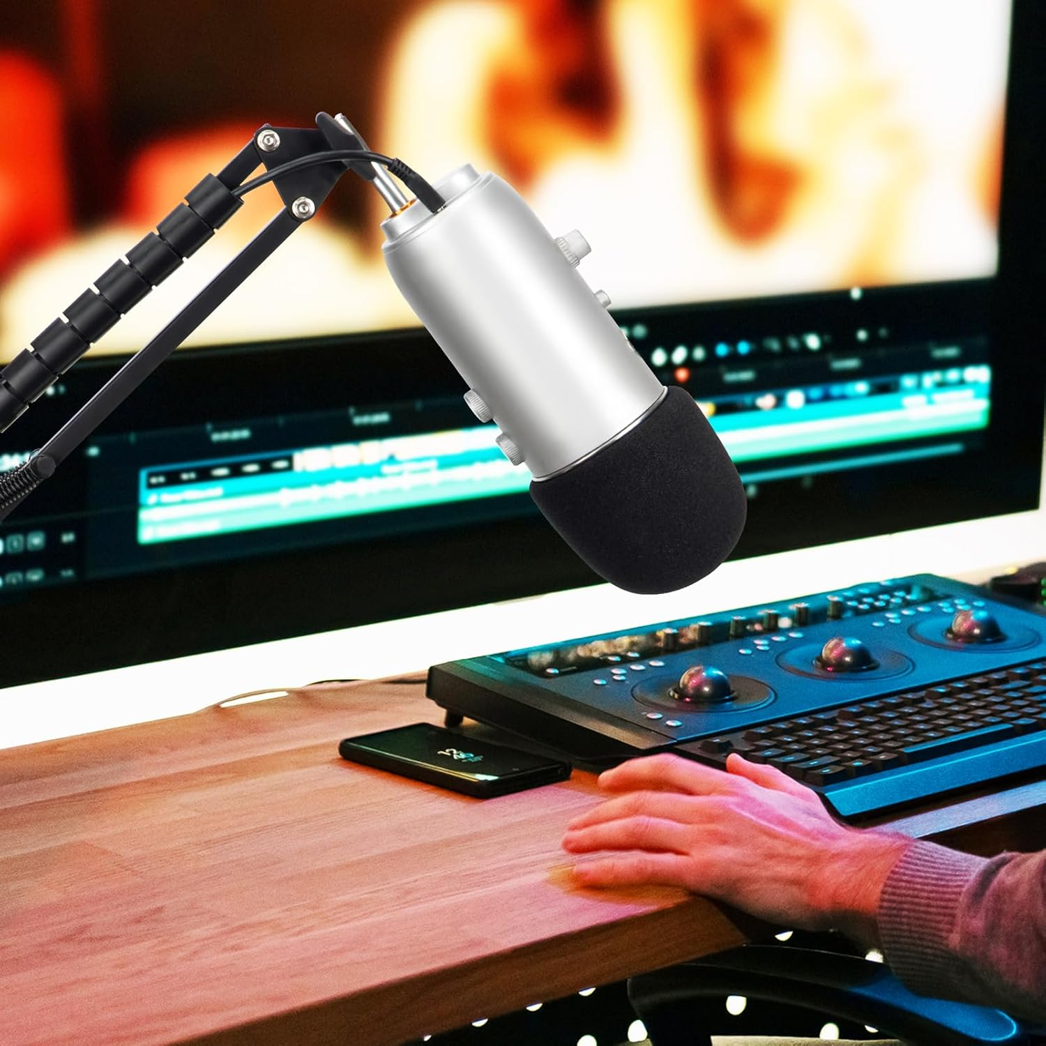 YOUSHARES Pop Filter for Blue Yeti Mic, Large Size Microphone Cover for Blue Yeti, Yeti Pro, MXL, Audio Technica and Other 2.5-Inch Mics for Streaming, Podcasting, Youtube, Gaming image number 2