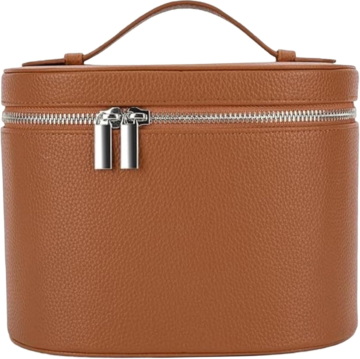 Makeup Bag, PU Leather Vanity Case with Removable Divider, Portable Cosmetic Bag with Handle and Zipper, Travel Makeup Case for Women, Vanity, with Dividers image number 3