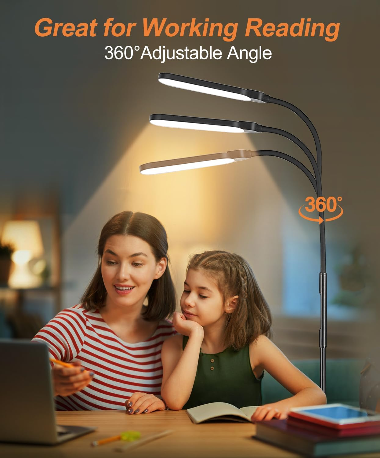 Bright LED Floor Lamp for Living Room, 15W 1000LM Gooseneck Reading Light with Remote& Touch Control, Adjustable 2000K-6000K Colors& Brightness,1H Timer, Modern Standing Lamp for Bedroom Office image number 1