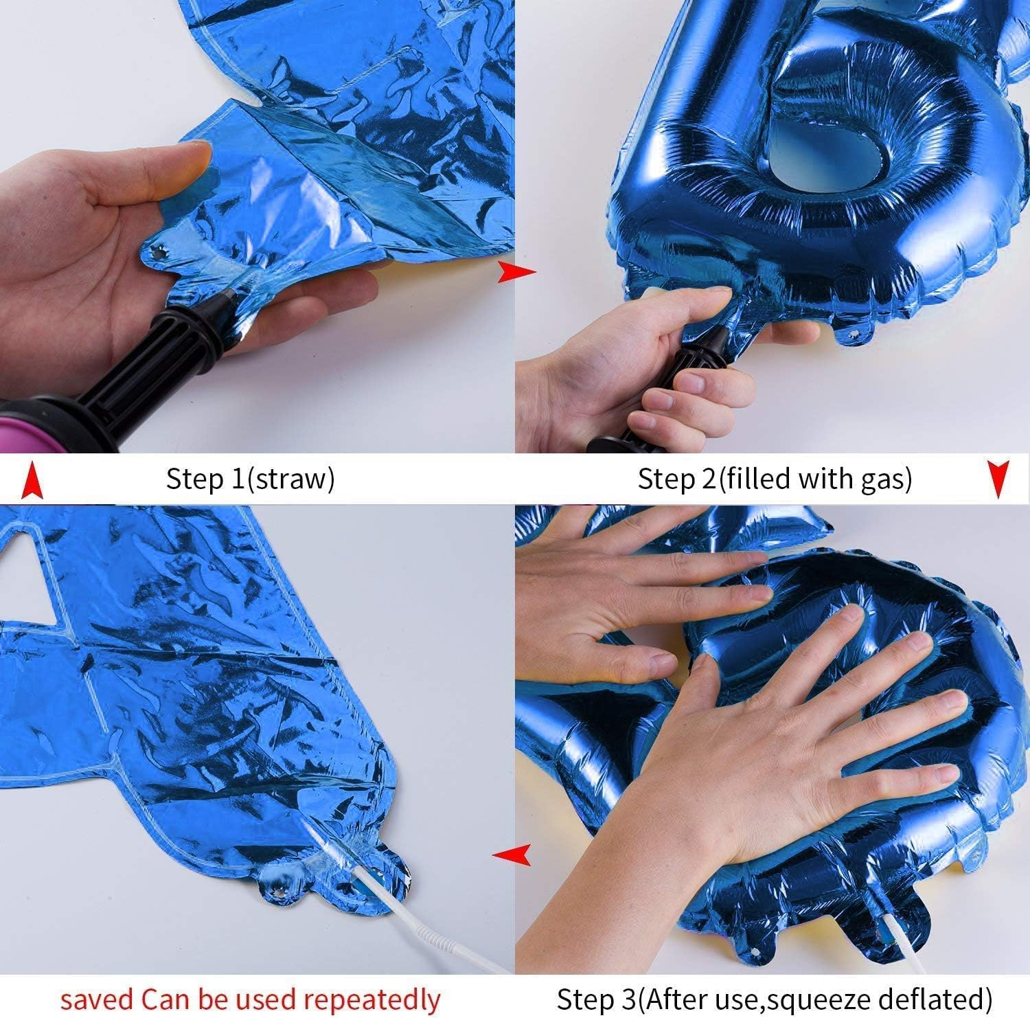 Dark Blue Happy Birthday Balloons Banner,16 Inch Mylar Foil Letters Sign,Reusable Balloons for Women, Men, Boys & Girls Birthday Decorations Party Supplies image number 2