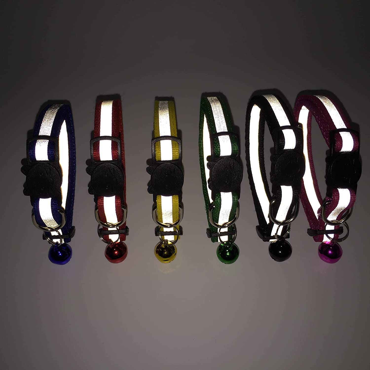 6 PCS Breakaway Cat Collar with Reflective Nylon Strip and Bell, Adjustable Breakaway Cat Collars for Girl Cats Male Cats and Puppy Pet Supplies image number 3