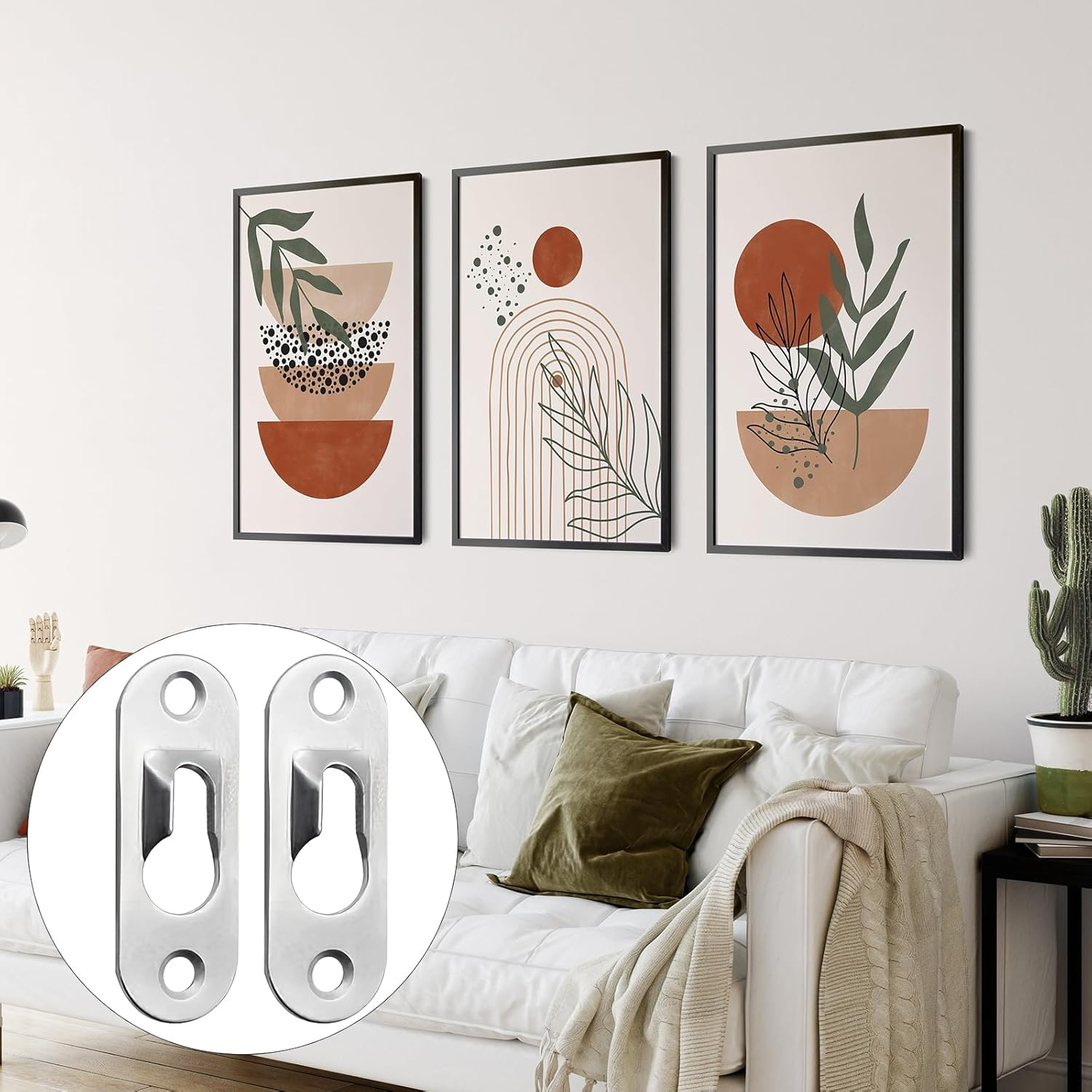 40 Pcs Keyhole Wall Brackets 44X 16 Mm, Picture Hanging Fasteners, Keyhole Hangers, Picture Hangers with 80 Screws Hardware, for Picture Frames Painting image number 5