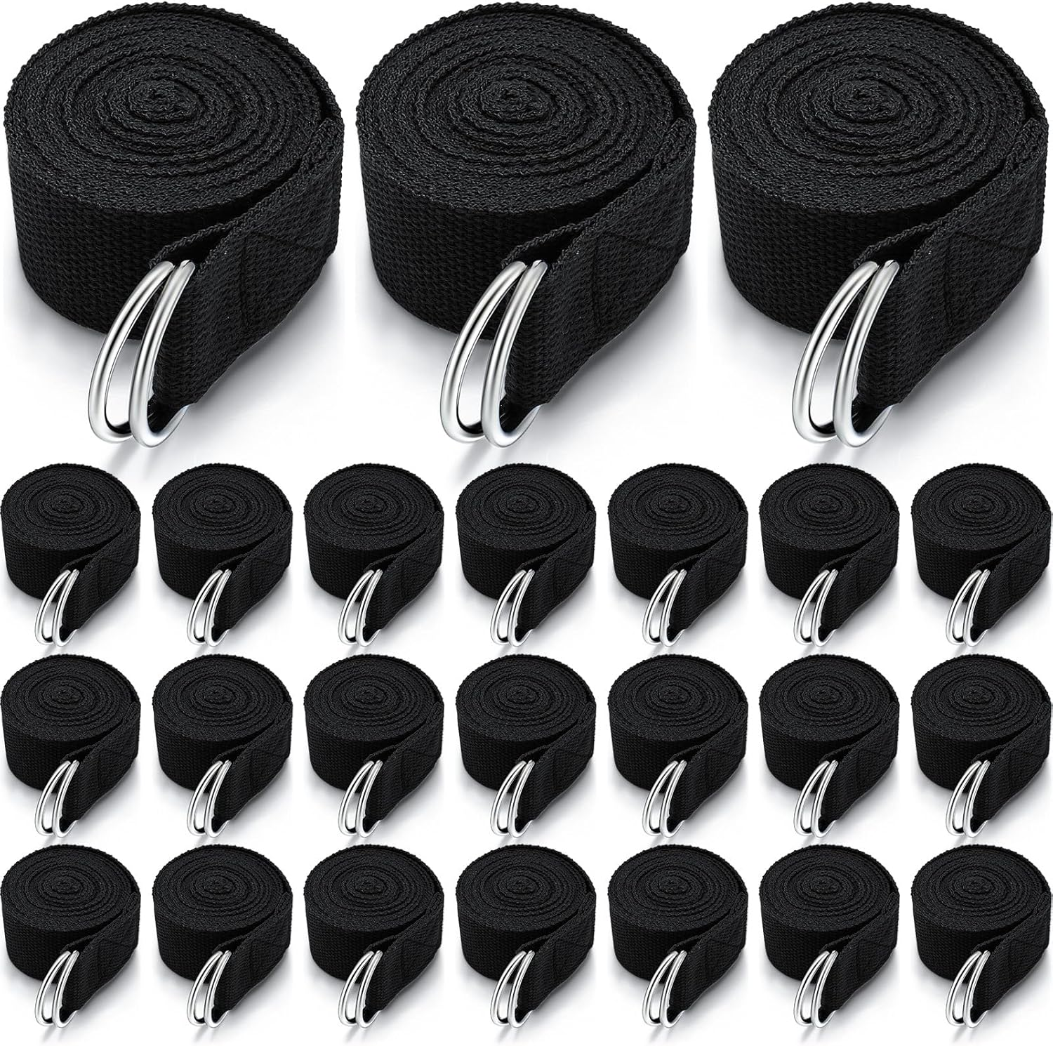 Leyndo 24 Pieces Yoga Strap for Stretching Yoga Exercise Adjustable Straps for Yoga Classes 6 Ft Non Elastic Yoga Belt with Adjustable D Ring Buckle for Pilates Gym Workouts Yoga Fitness