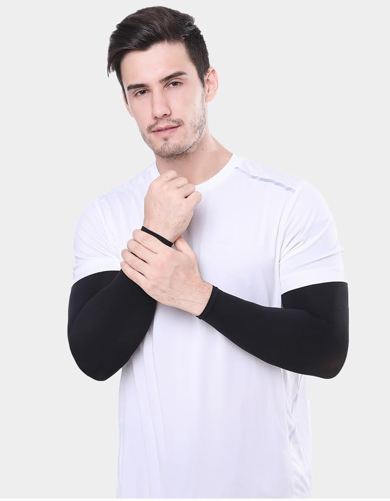 2 Pairs UV Sun Protection Arm Sleeves for Men & Women - Tattoo Cover up - UPF 50 Cooling Sports Sleeve image number 6
