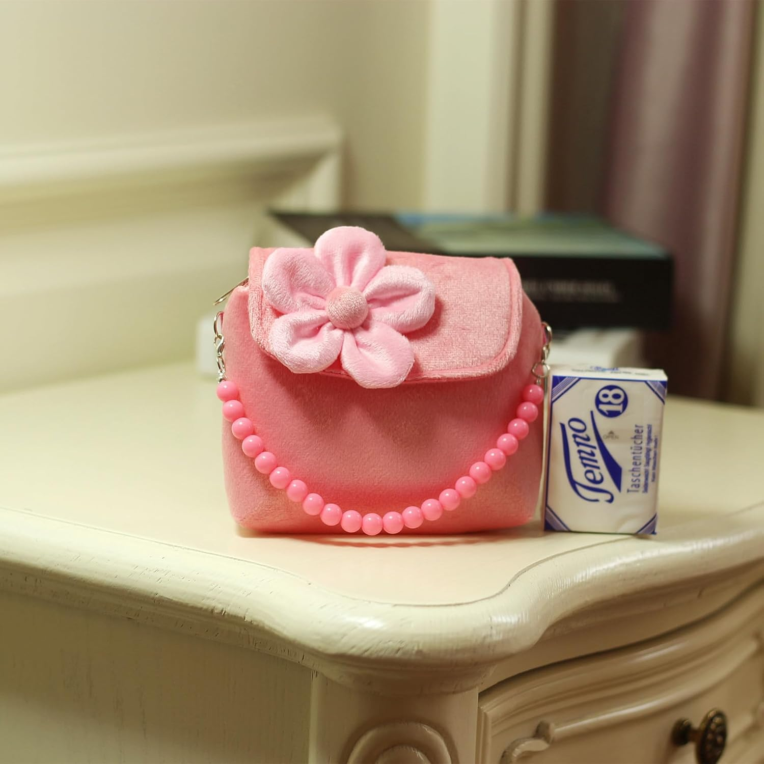 Children'S Jewelry Little Girl Plush Handbag Necklace Bracelet Ring Hair Clip Set, Princess Party Clothing Jewelry Party Favorite Dressing Pretend Game Gift image number 5