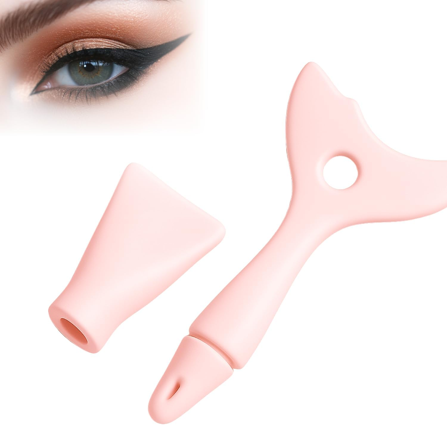 EZONEDEAL Silicone Eyeliner Tool,Reusable Silicone Eyeliner Tool - Eyeshadow Applicators Plate Cat Shape Eye Liner Shadow Guide Template Quick Makeup Tool-Pink image number 6