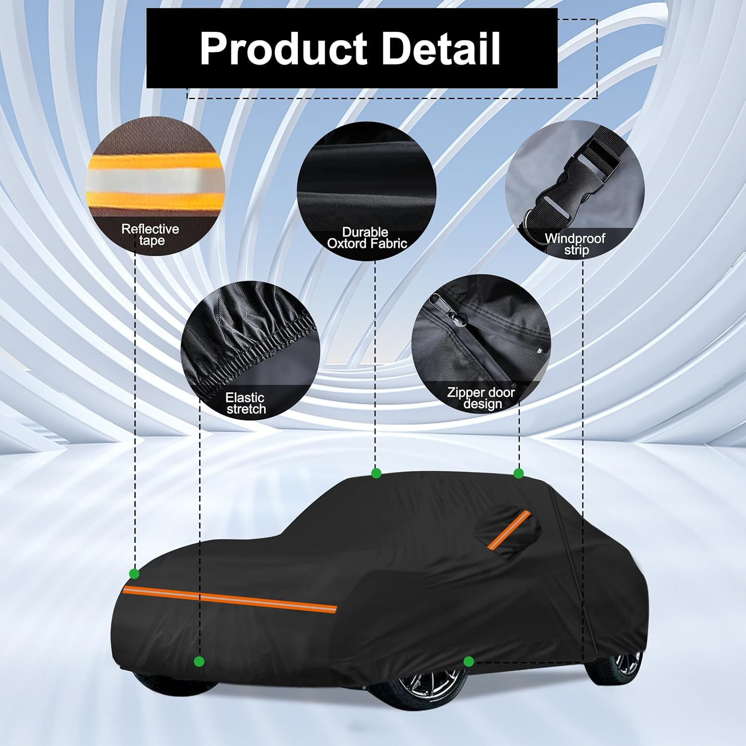 Amooca Car Covers Custom Fit for Mazda MX-5 Miata (1989-2024) Waterproof Sun-Proof All Weather for Automobiles Snow Cover with Door Zipper Cotton Lining image number 3