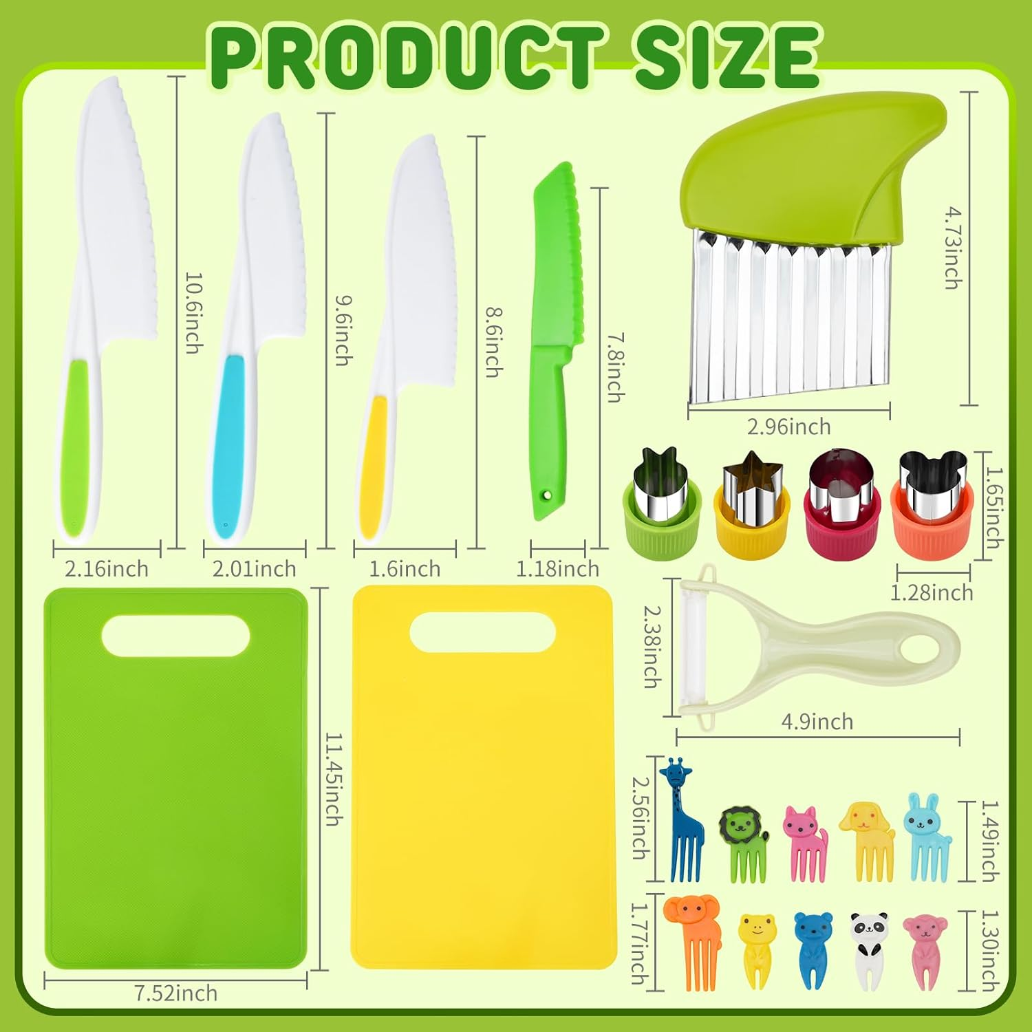 22PCS Kids Knife Set, Kids Montessori Kitchen Tools for Toddler, Children Safe Knife Set for Real Cooking - Christmas Birthday Gifts for Boys Girls image number 5