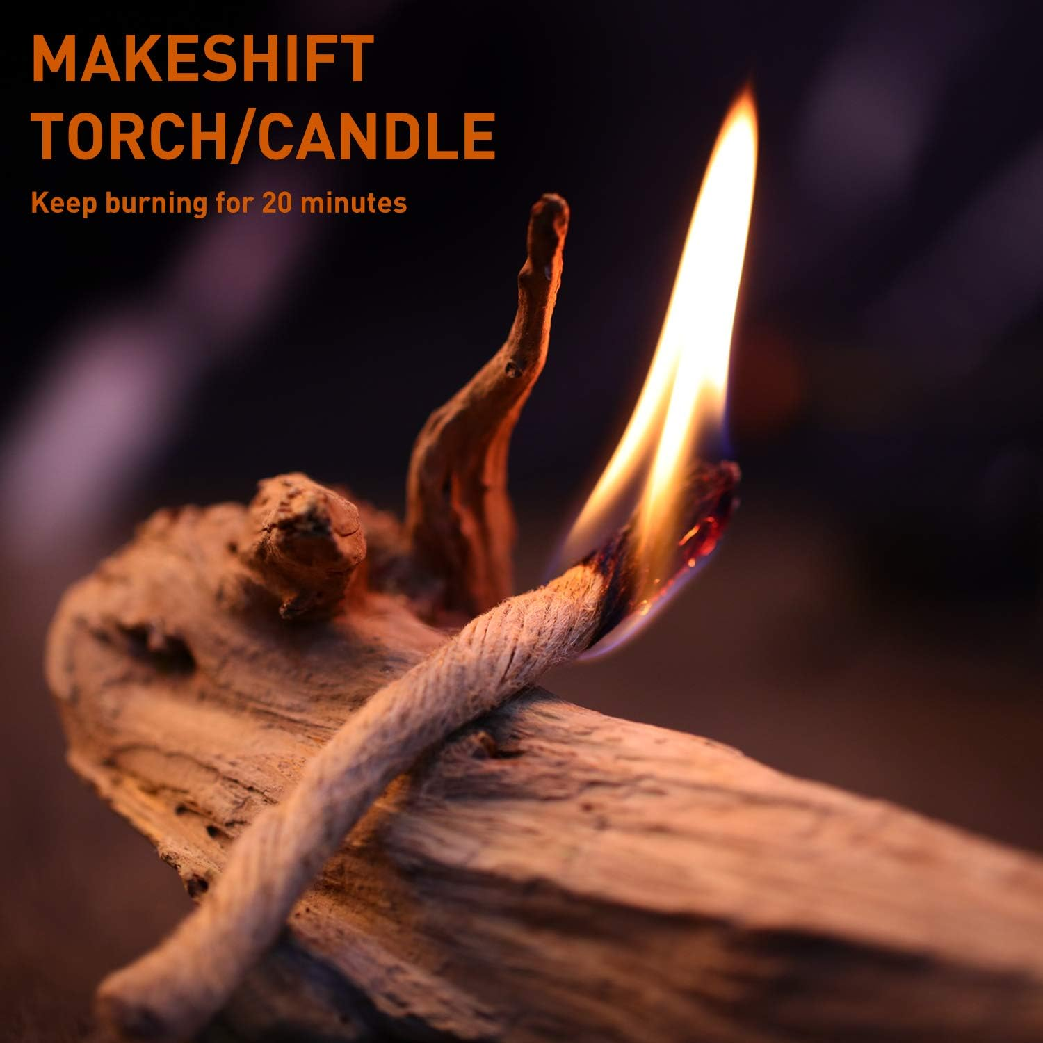 4 Packs Tinder Rope Natural Wood Fiber Tinder Fire Starter - Emergency, Survival, Campfire Tinder - Non-Toxic, Quick Fire Tab Flint and Steel for Outdoor, Backpacking, Camping, Fishing image number 6