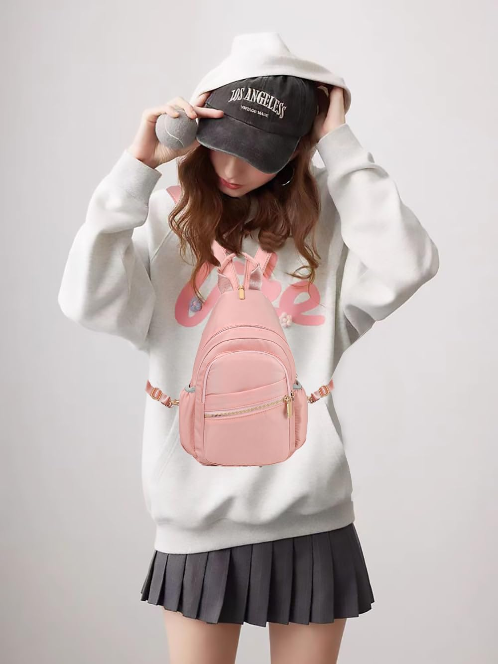 Xsecnua Sling Bag for Women, Mini Backpack Sling Backpack, Small Backpack Small Daypack Crossbody Bags for Travel - Black image number 7