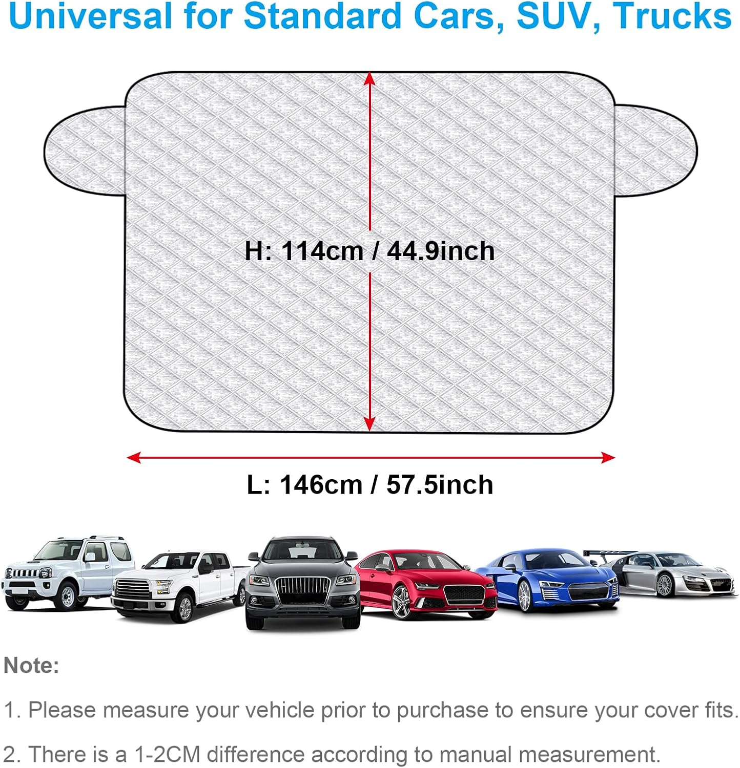 Car Windshield Snow Cover, Automotive Windshield Cover for Snow, Ice, Sun Frost Guard Windshield Cover Dust Cover Car Protector for Winter Summer(146X114Cm) image number 1