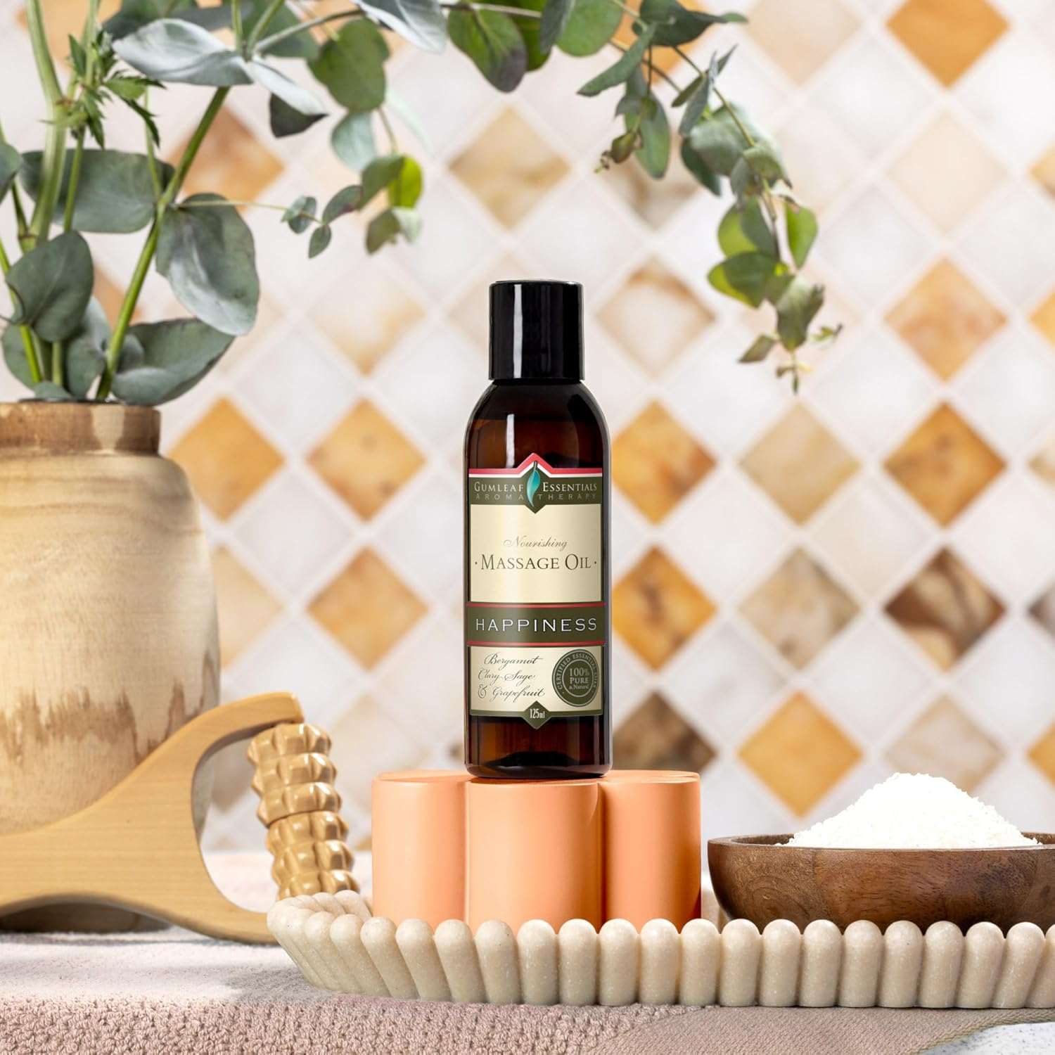 Gumleaf Essentials Happiness Massage Oil - 125Ml, Cruelty Free & Vegan, 100% Pure & Natural, 100% Recycled & Recylable Packaging