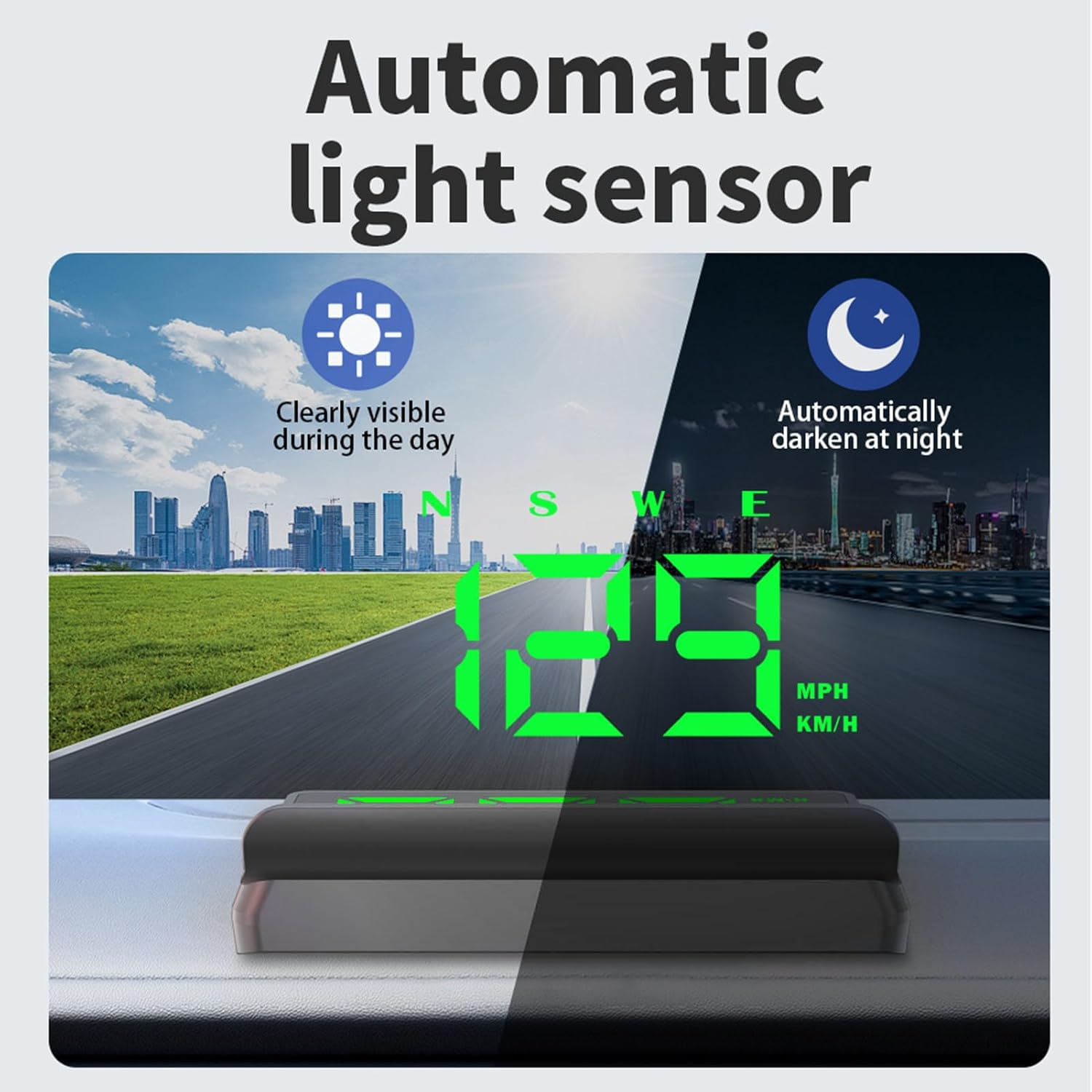 Generic Heads up Display for Car, Digital GPS HUD Speedometer with Travel Direction, Automatic Brightness USB Cable Plug and Play Head up Display for Cars Truck Gas Derv image number 1