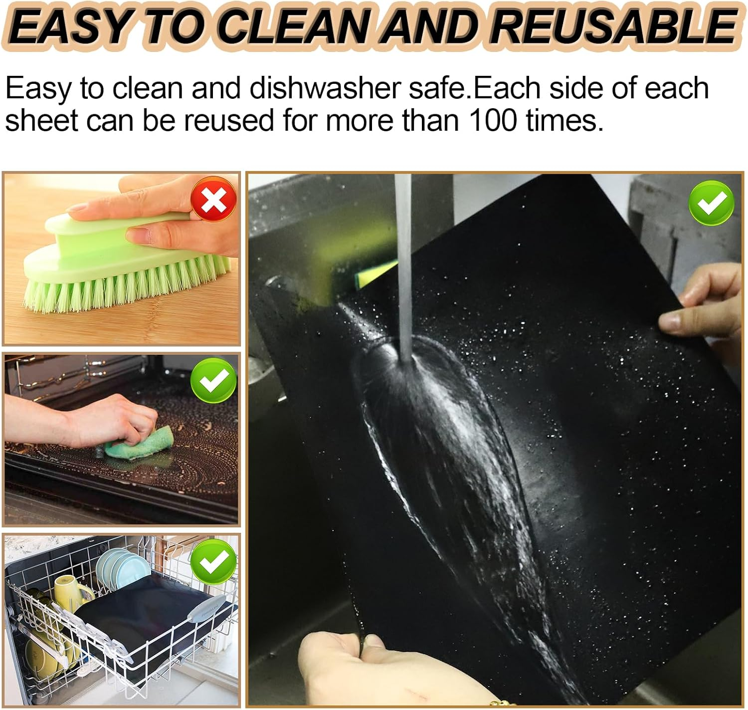 Ubeesize Grill Mats for Outdoor Grill Set of 6 - Heavy Duty Non-Stick BBQ Grilling Mat & Oven Liner, Reusable, Easy to Clean - Works on Oven, Gas, Charcoal, and Electric BBQ - 15.75 X 13 Inch