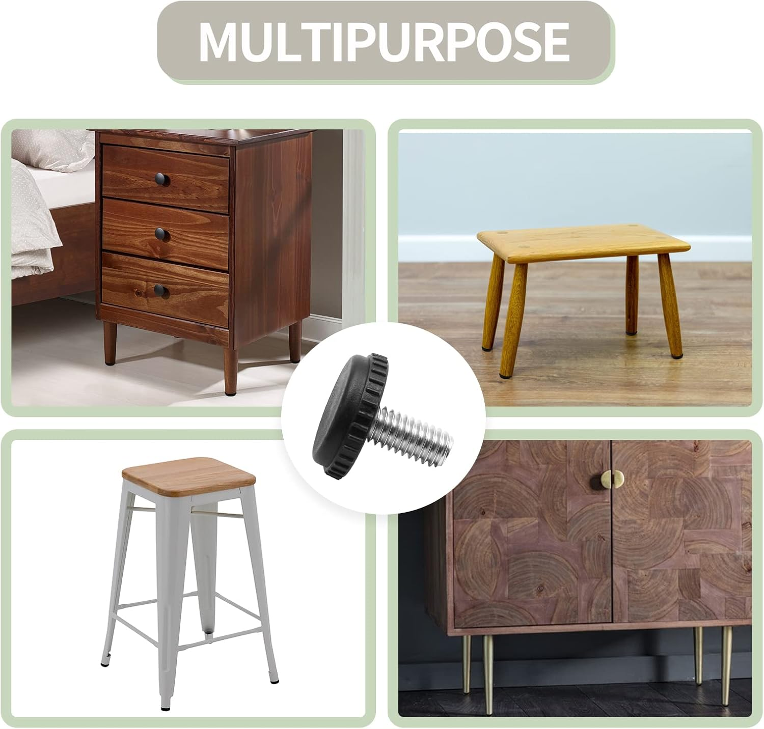 Litoexpe 5/16&rdquo;-18 Stainless Steel Screw Furniture Leveling Feet, Adjustable Patio Furniture Levelers for Table and Chair Legs, 12-Pack