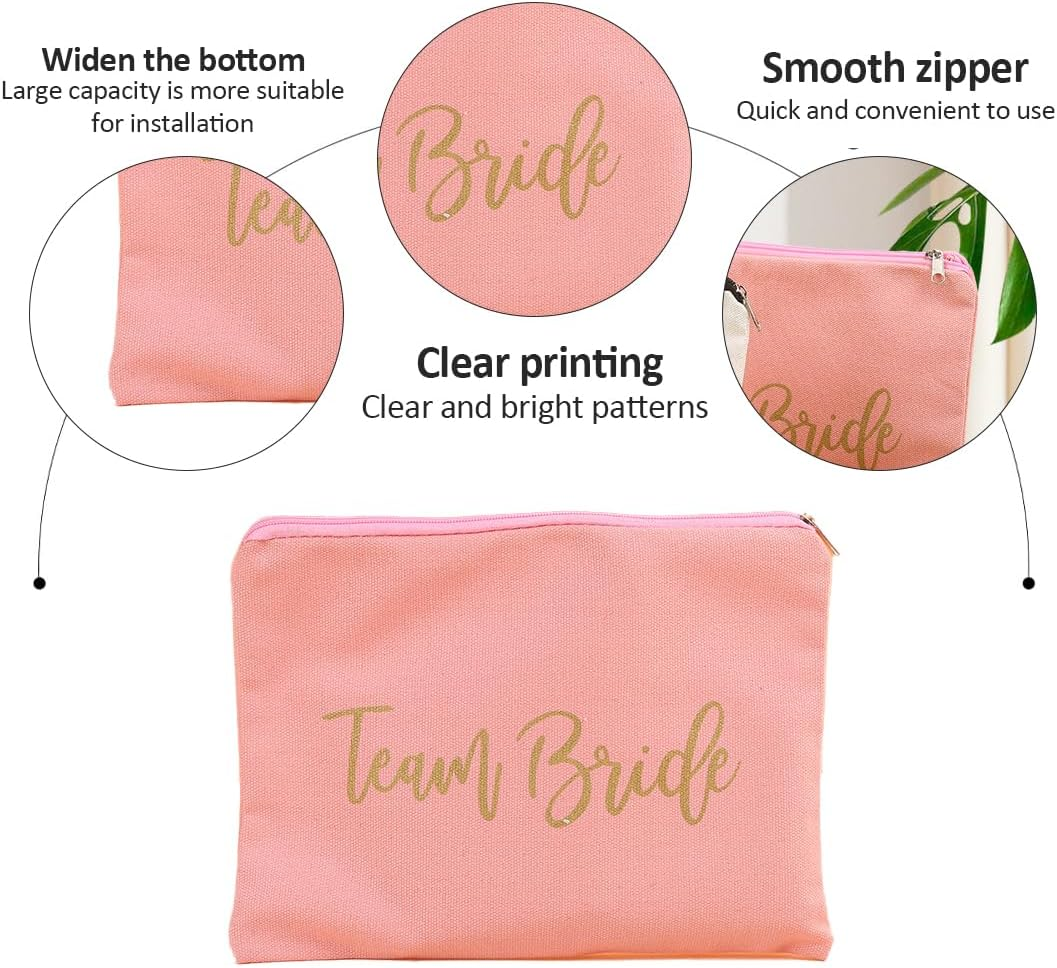 OUDQFCJ Bridal Gifts Hen Party Accessories Linen Bride Make up Bag Party Bag Bridal Shower Hen Night Bride Decoration Cosmetic Bag for Wedding Engagement image number 4