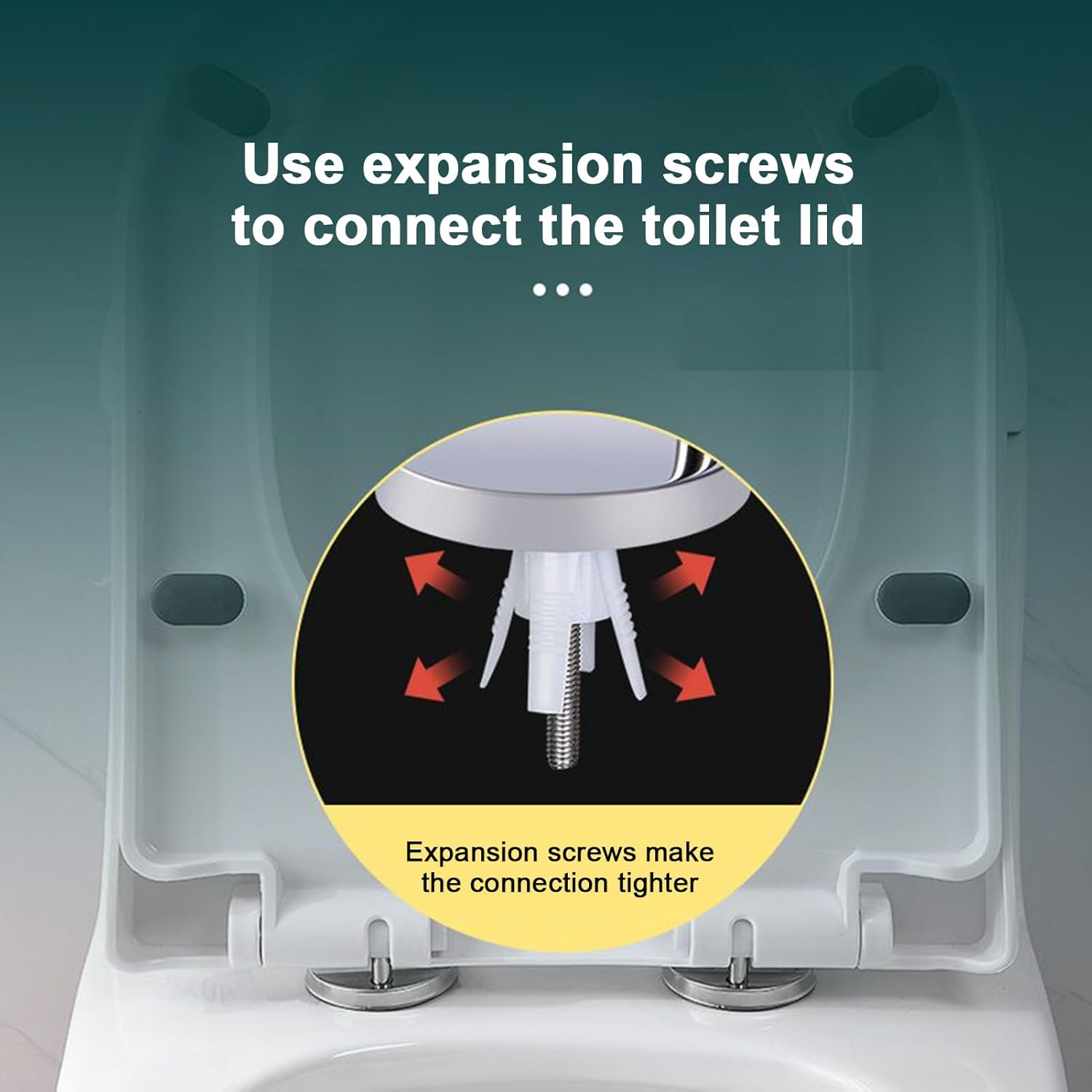 Toilet Top Fix Blind Hole Fittings | 2X Toilet Seat Hinges Replacement Expanding Screws - Fasten Replacement Bolts Nuts for Dorm Apartment Hotel Bathroom image number 6
