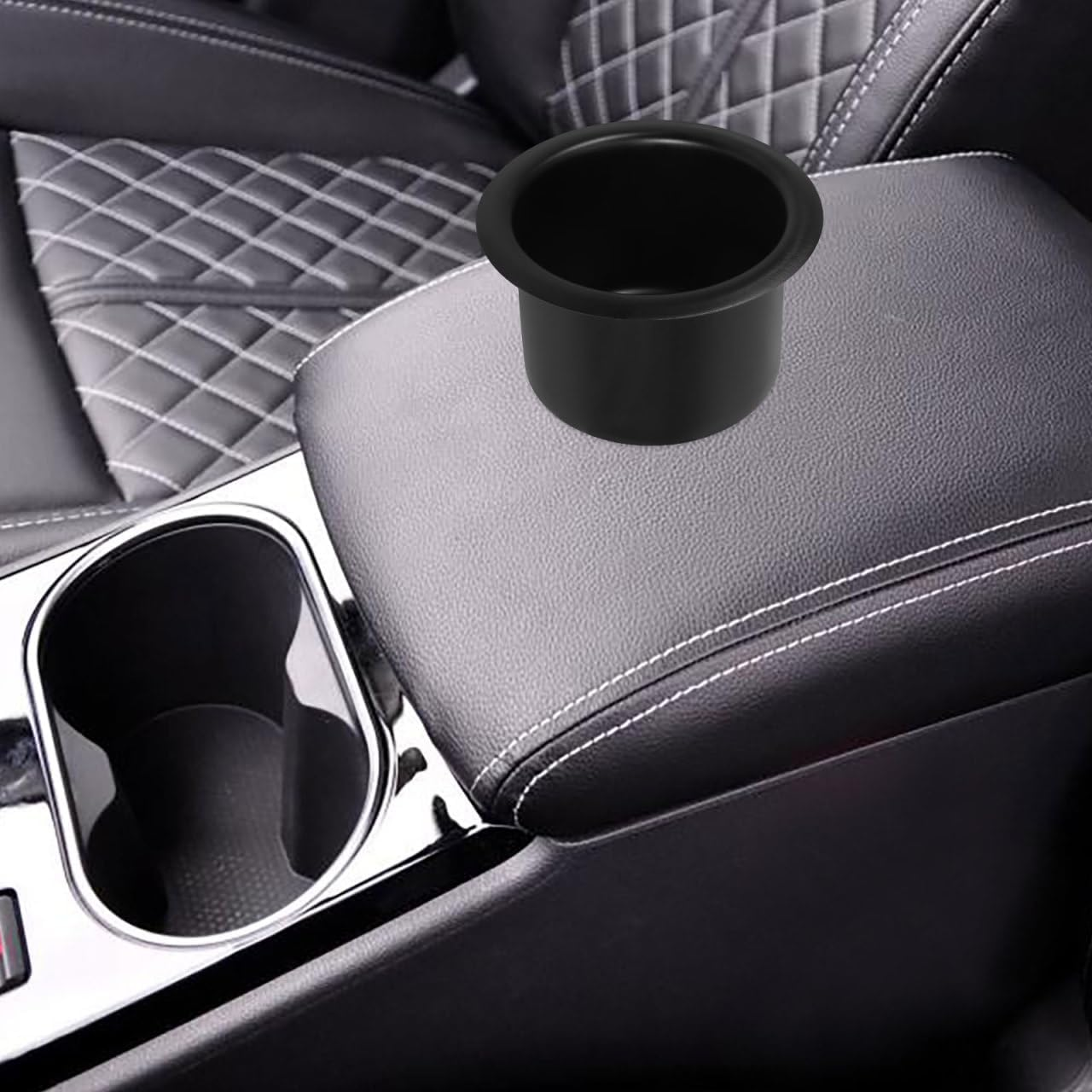 CLISPEED 2Pcs Stainless Steel Cup Holder Insert for Sofa Poker Table Easy Installation Drop Drink Holder Stable Secure Design Elegant Black Finish