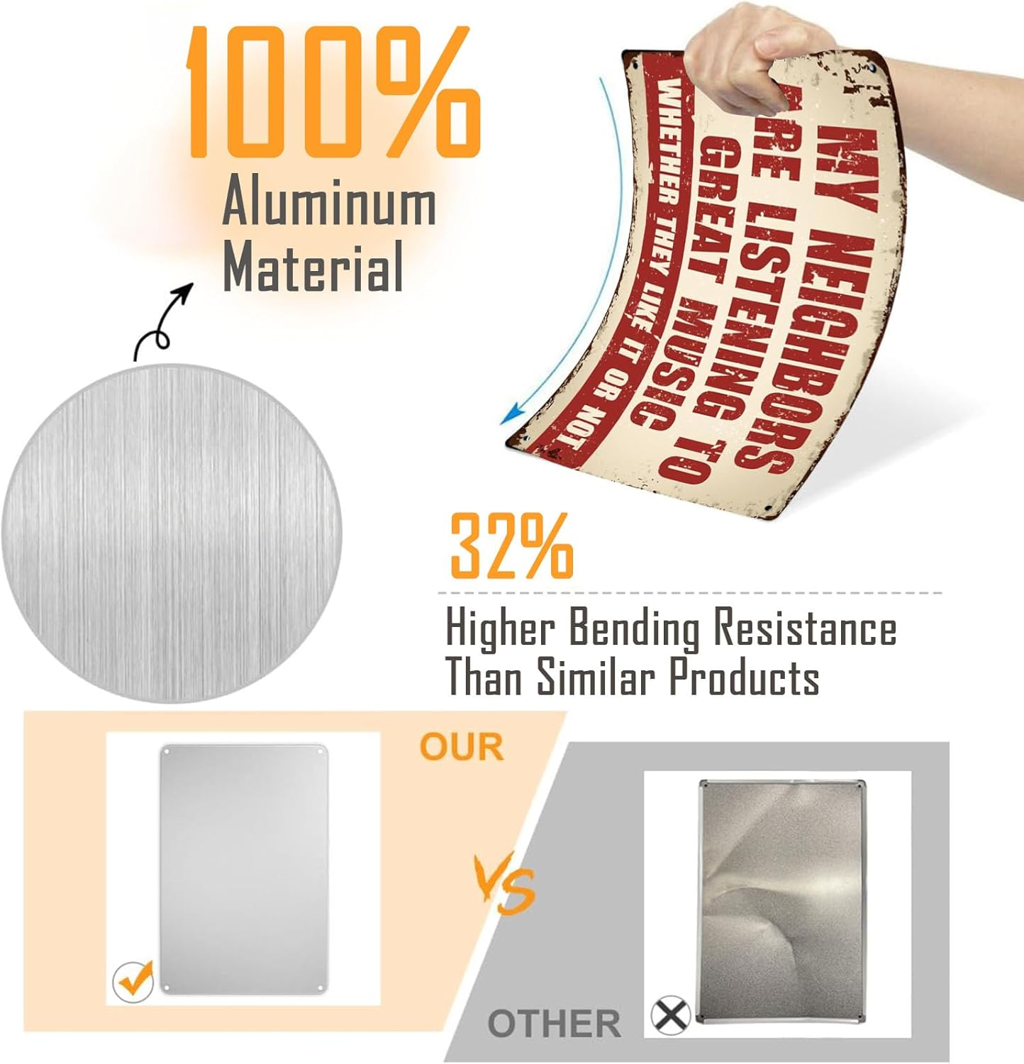 Funny Music Metal Sign - My Neighbors Are Listening to Great Music - Music Lovers Garage Bar Man Cave(2404) image number 3