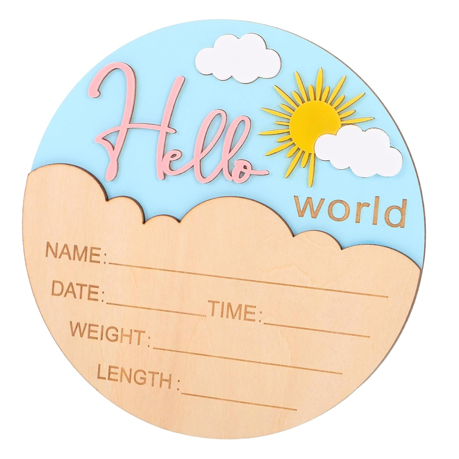 BESPORTBLE Durable Wooden Newborn Announcement Sign with Smooth Rounded Edges Compact Photo Prop Plaque for Shower and Nursery Decoration Reusable Birth Name Plaques for Newborn Welcome