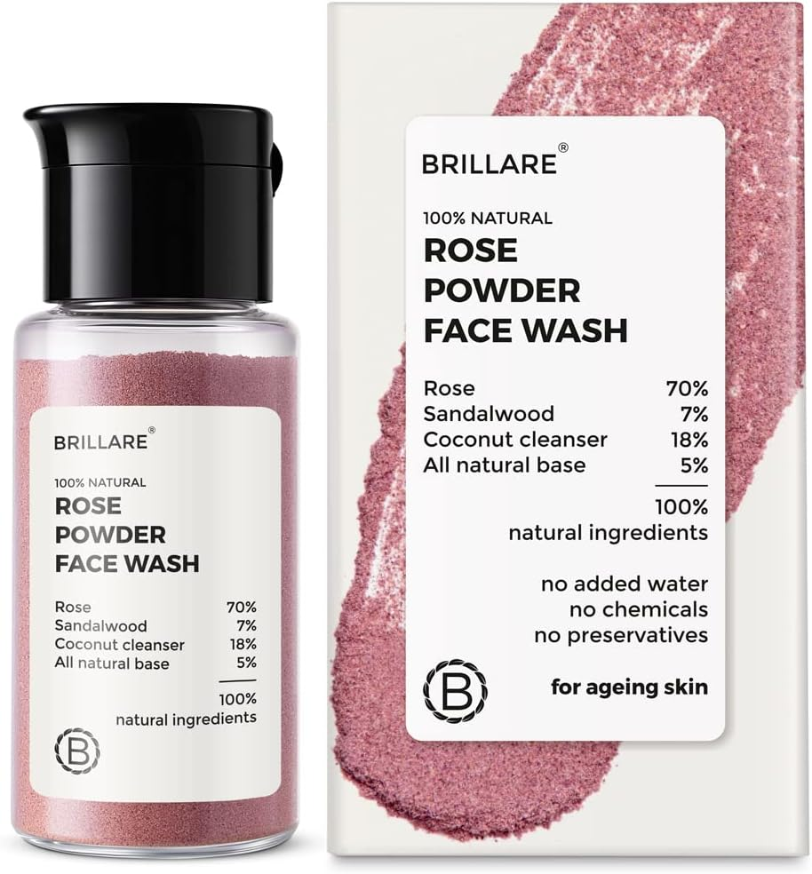 Brillare 100% Natural Real Rose Face Wash | for Ageing Skin | Moisturize & Revitalise the Skin| Contains Rose and Sandalwood| No Chemicals, No Preservatives, Sulfate & Paraben Free | 15Gm image number 1