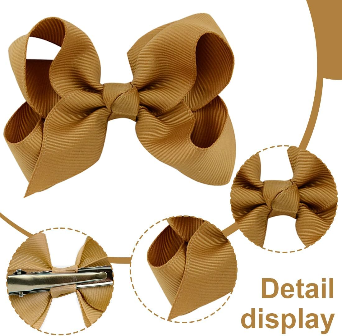YOCDNOV Pack of 6 Bows Hair Clips - Ponytail Clips 3 Inches, Duckbill Hair Bow for Teenage Girls Hair Accessories (Dark Blue + Light Brown + Dark Brown) image number 4
