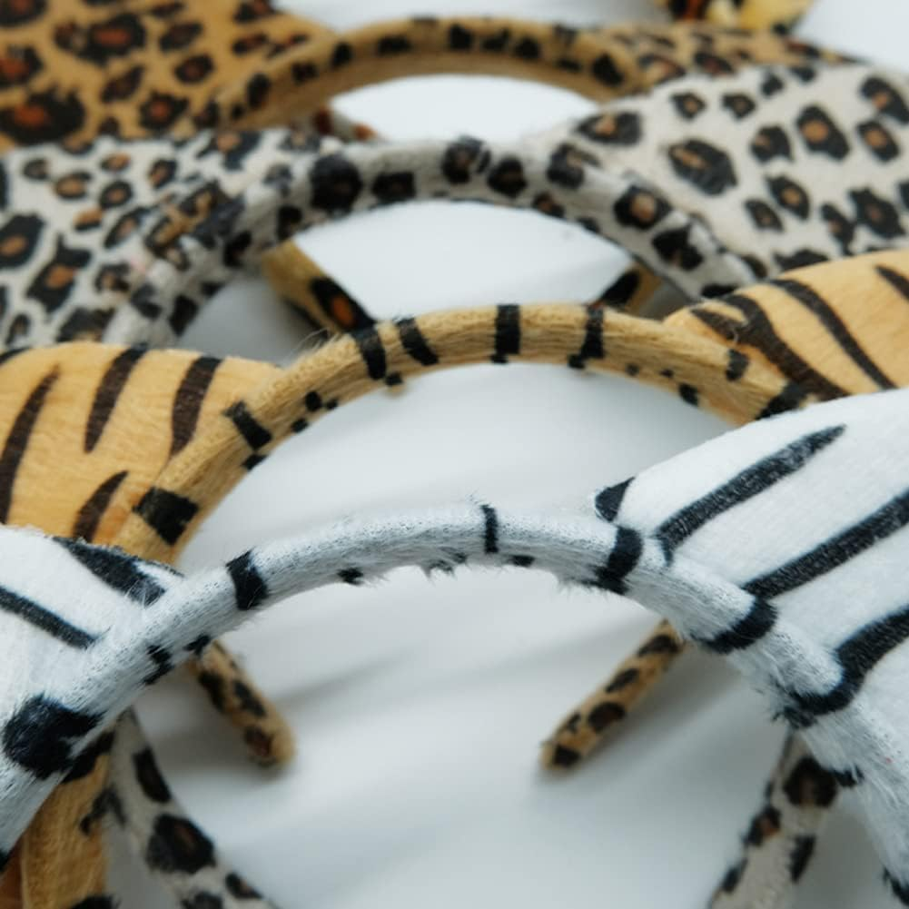 3 X Plush Animal Ear Hair Bands Halloween Leopard Cat Cow Ears Costume Accessories for Cosplay Party Daily Use image number 6