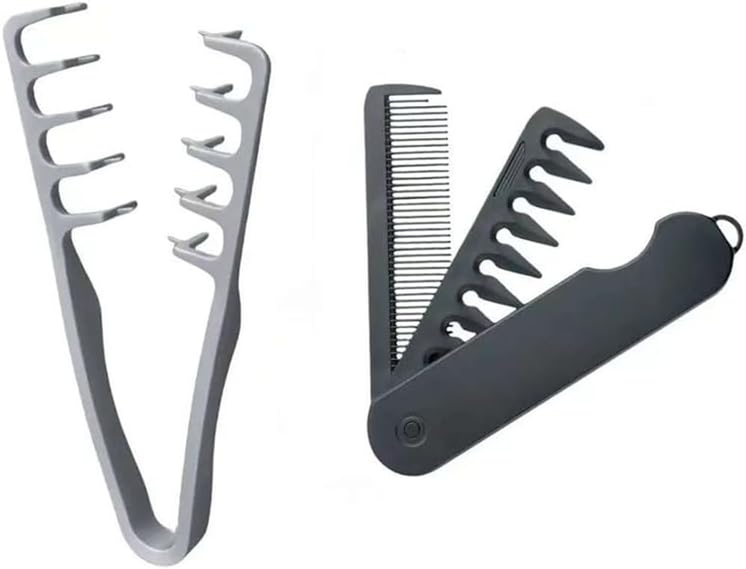 FIENSYDL Wide-Toothed Hair Comb Travel Folding Design Wide Fine-Toothed Dual-Purpose Set Men'S Fluffy Texture, Abs Plastic with Textured Grip image number 5