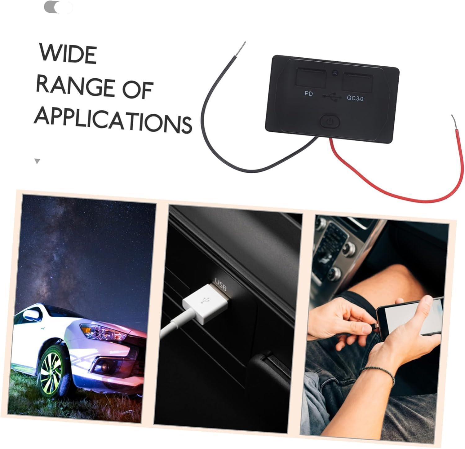 JECOMPRIS Car Phone Charger Dual Port Fast USB C Car Charger USB Outlet Wall Mount Compatible image number 2