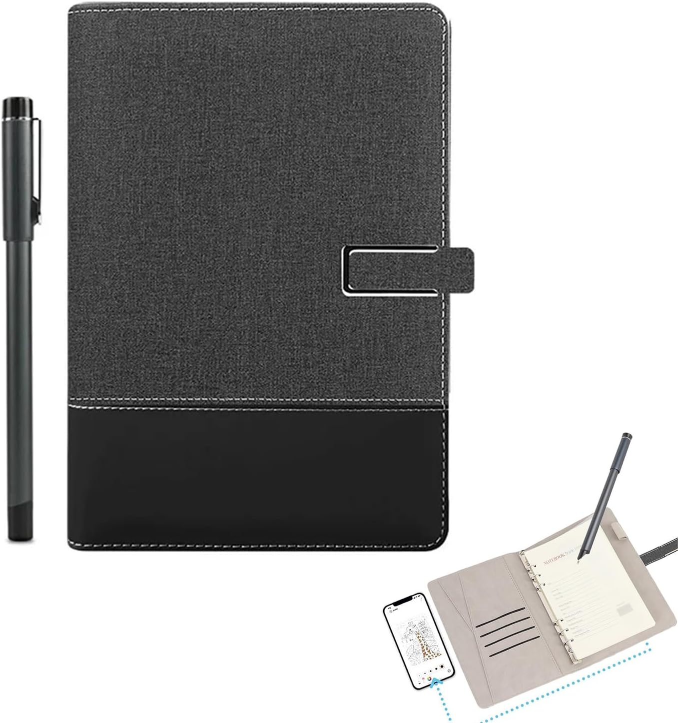Digital Smart Pen Notebook Set with Real-Time Synchronisation and Digitisation for Digitally Storing and Sharing Handwritten Notes