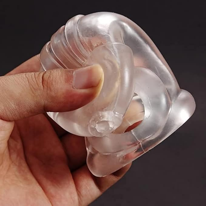 Silicone Male Men'S Cuckold Lockdown Chastity Penis Cage Restraint Device Adult Sex Toys (Clear) image number 1