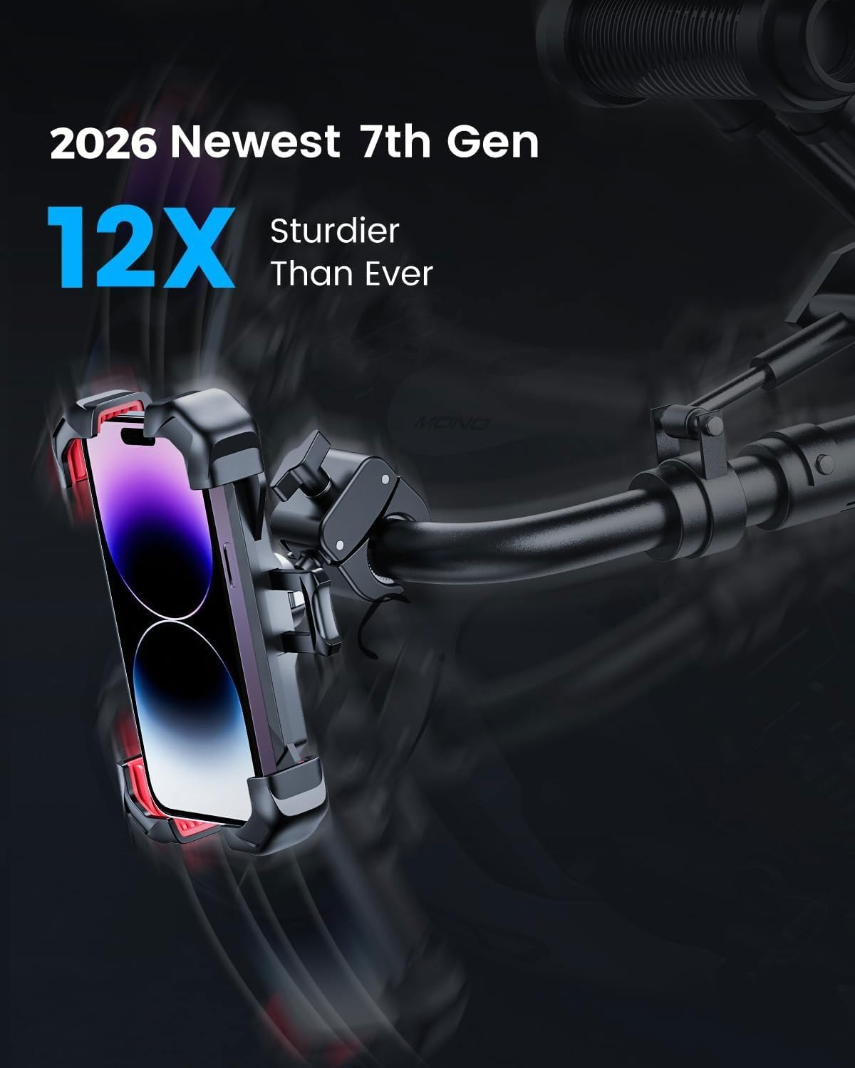 JOYROOM Motorcycle Phone Mount, [1S Auto Lock][100Mph Military Anti-Shake] Bike Phone Holder for Bicycle, [10S Quick Install] Handlebar Phone Mount, Compatible with Iphone, Samsung, All Cell Phone