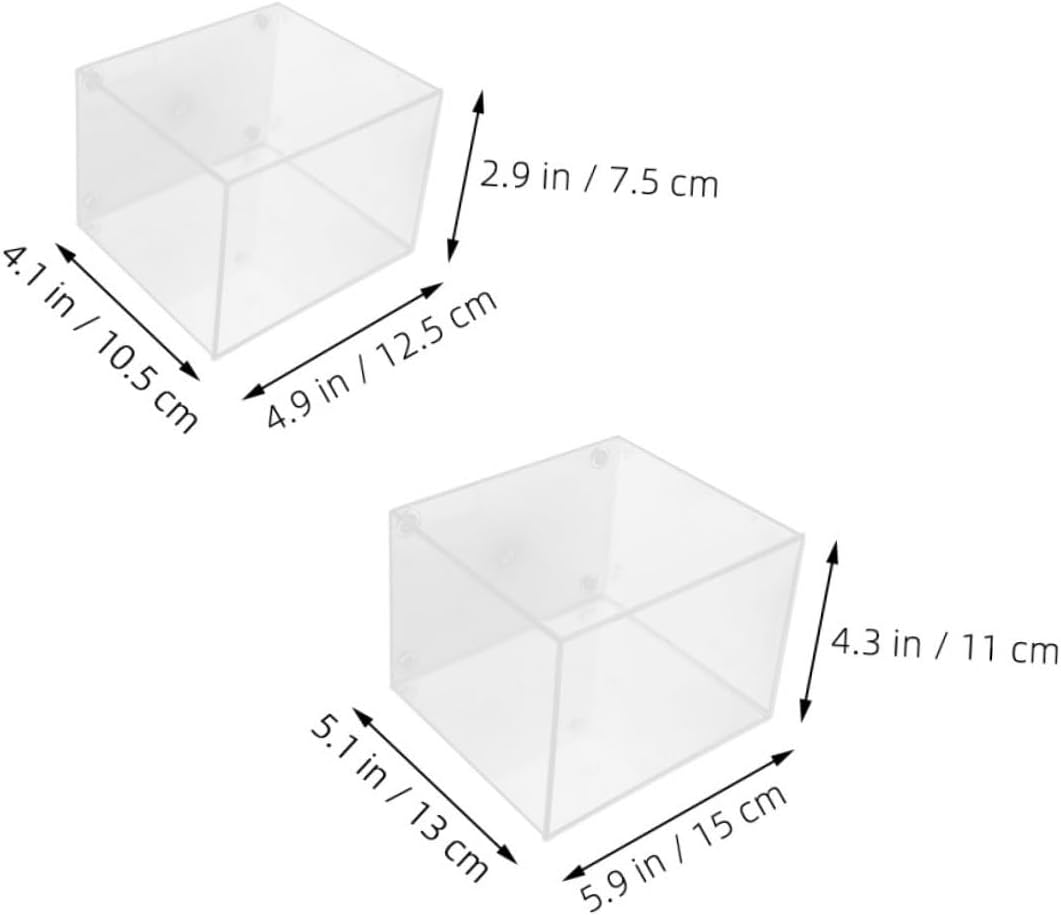 DECHOUS 2Pcs Mini Desktop Fish Aquarium Tank Clear Plastic Small Fish Tank with Open Top Design Portable for Home Office Space Saving Reusable Aquarium for Turtles and Aquatic Pets image number 6