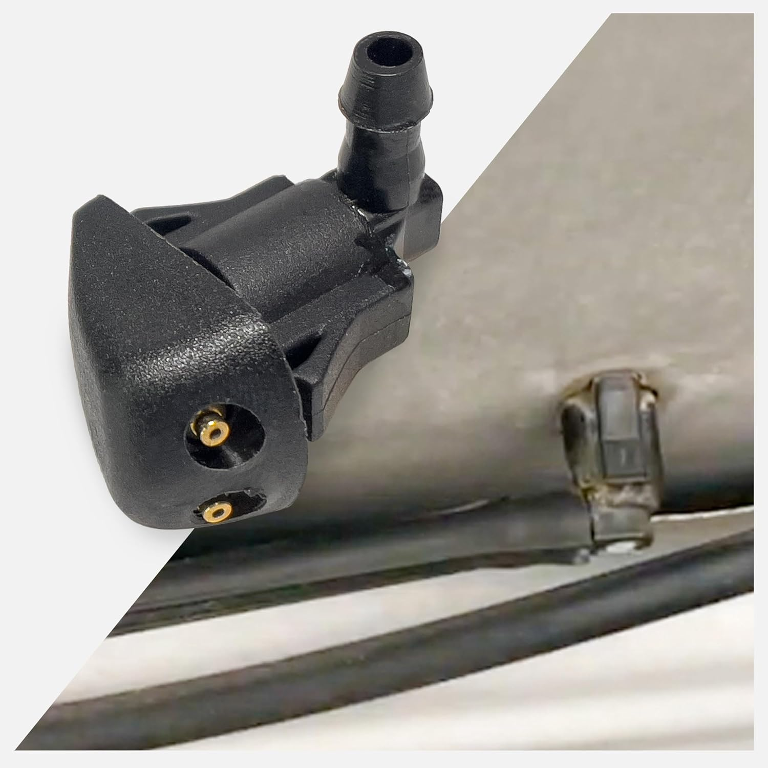 Click&Fit 2-Pcs Windshield Washer Nozzles Compatible with Mazda 3/5/6 2002-2011, Black Plastic, Globe Valve, Automotive Windshield Washer Nozzles