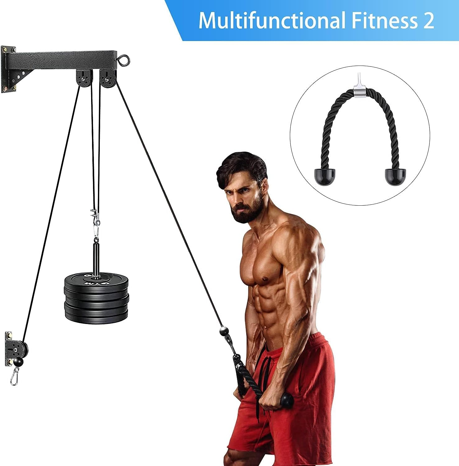 Pulley System Gym Cable Machine LAT Pulldown Attachments Chest Expansion Training Exercise and Fitness Home Gyms image number 2