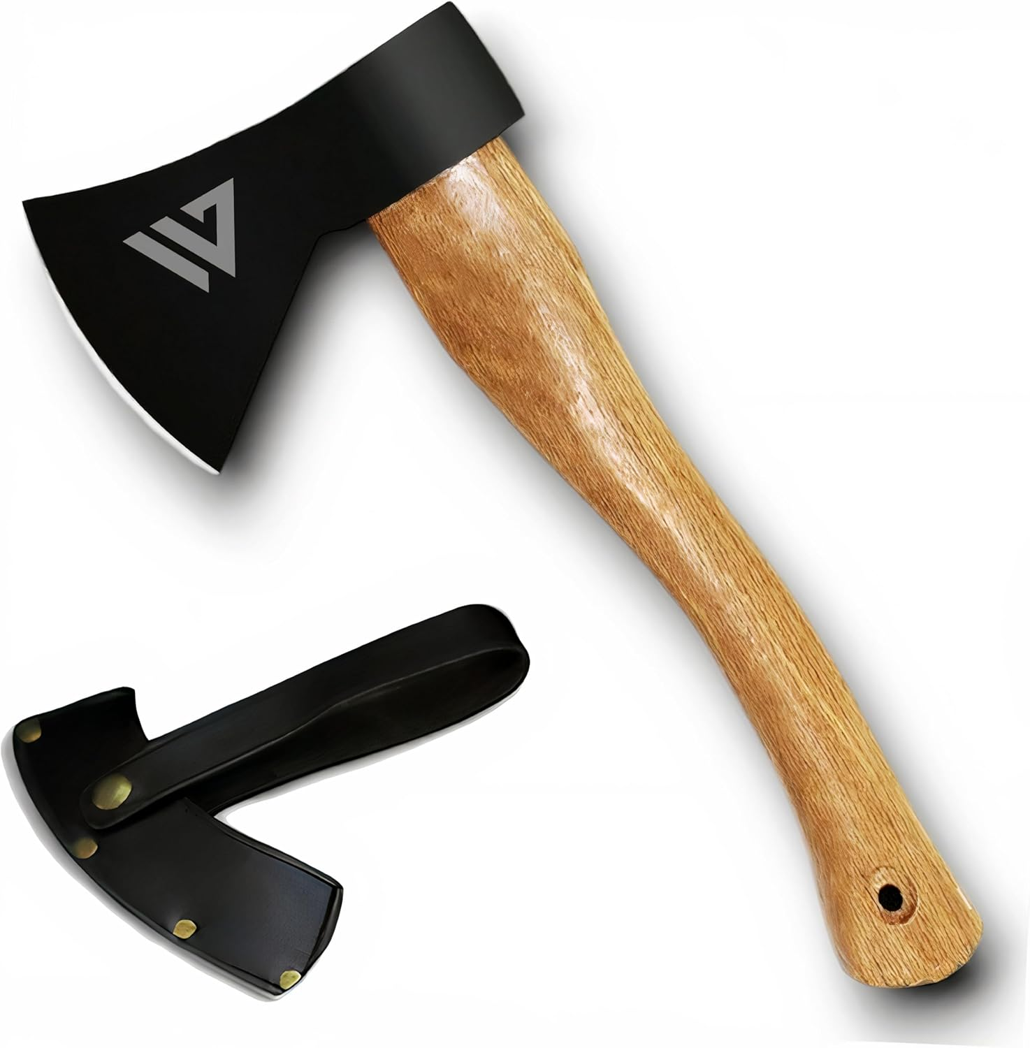 Wilora Wood Handle Hatchet | Camping Axe with Ring-Cupped Oak Handle, 45# Steel Blade, PU Sheath, and Lanyard | Firewood Splitting and Survival Tool