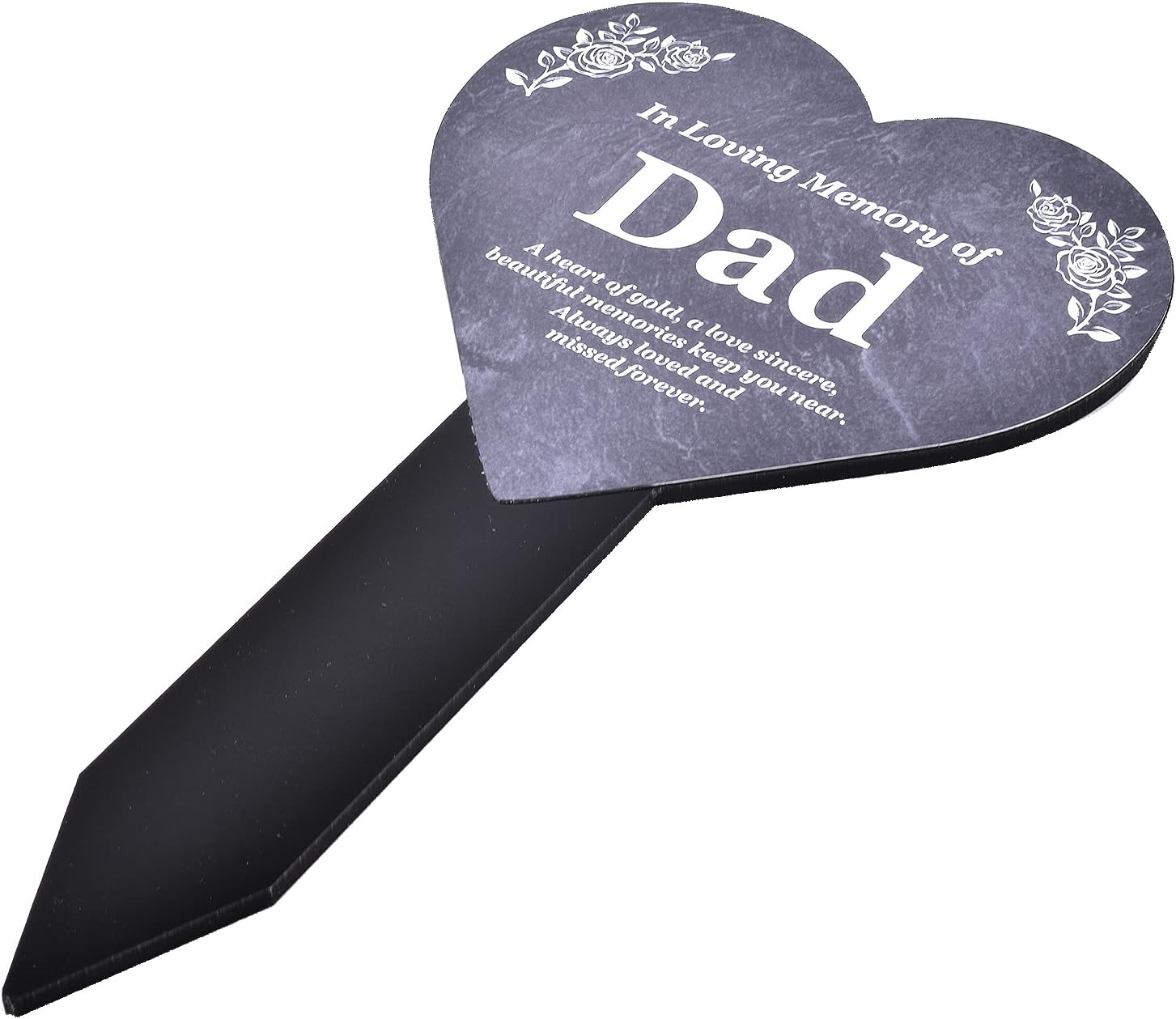 Dad Memorial Heart Shaped Plaque, Grave Marker - Printed with Remembrance Poem, Mounted on a Sturdy Acrylic Stake image number 1