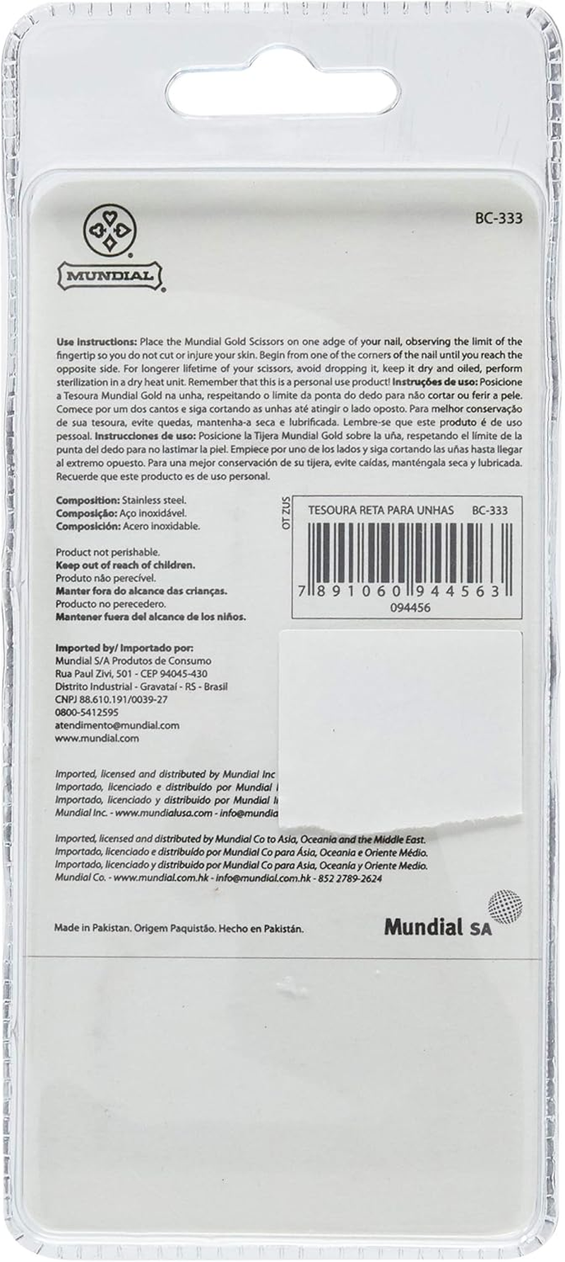 Mundial Gold Straight Nail Scissors 9 Cm S/A Silver/Gold image number 1