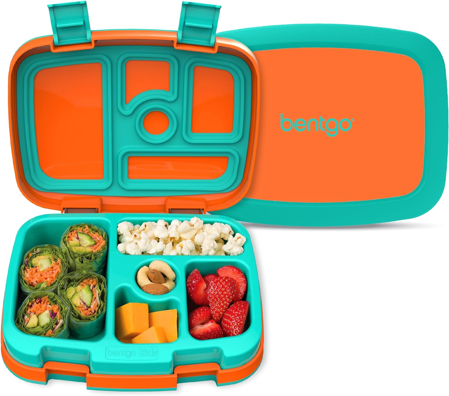 (Orange) - Bentgo Kids Brights - Leak-Proof, 5-Compartment Bento-Style Kids Lunch Box - Ideal Portion Sizes for Ages 3 to 7 - Bpa-Free and Food-Safe Materials (Orange)