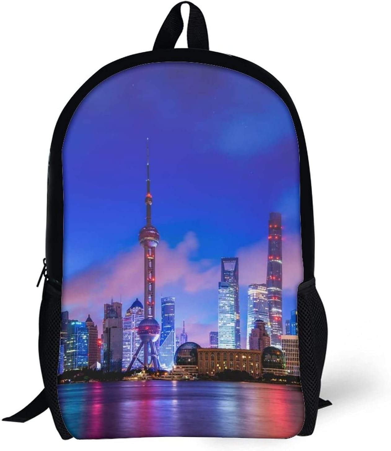 Cute Waterproof Lightweight Childrens Students Bags Backpacks Print Prague Czech Republic City Landscape Fog for Christmas Gi - Black-Style-3 image number 2