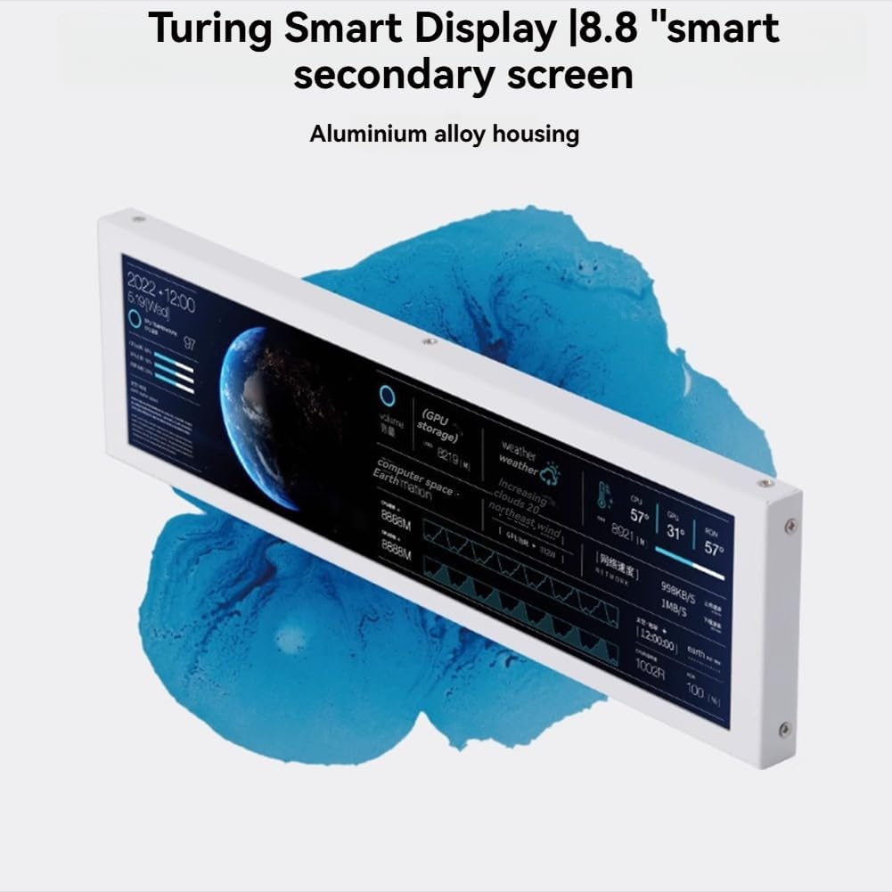 Turing 8.8" Black IPS Type-C Secondary Smart Monitor &ndash; Efficient CPU, GPU, RAM Monitoring with USB Interface Case