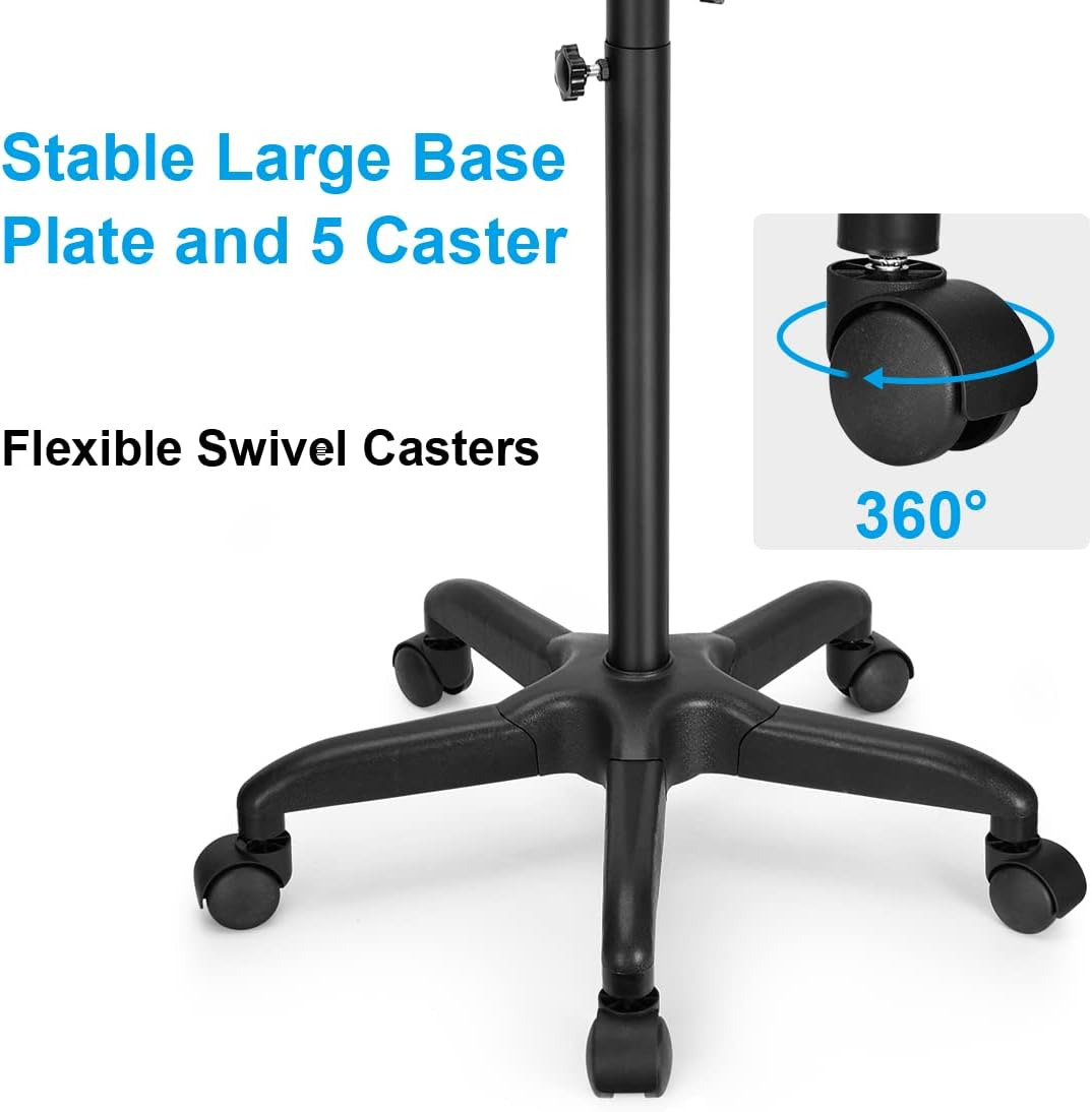 FLOLXNB Salon Tray Cart Premium Aluminum Tattoo Tray Rolling Trolley Adjustable Height Storage Utility Cart for Clinic Spa Rolling Tray (Black) image number 5