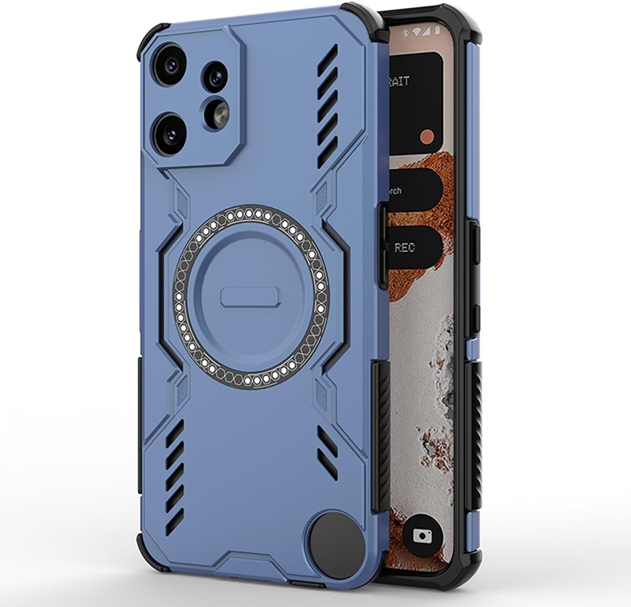 UPLAI Case for Nothing CMF Phone 2 Pro, Military Quality, Shockproof, Breathable Armour Mobile Phone Case with Magnetic Metal Ring and Airbag, Slim PC + TPU Protective Case, Black