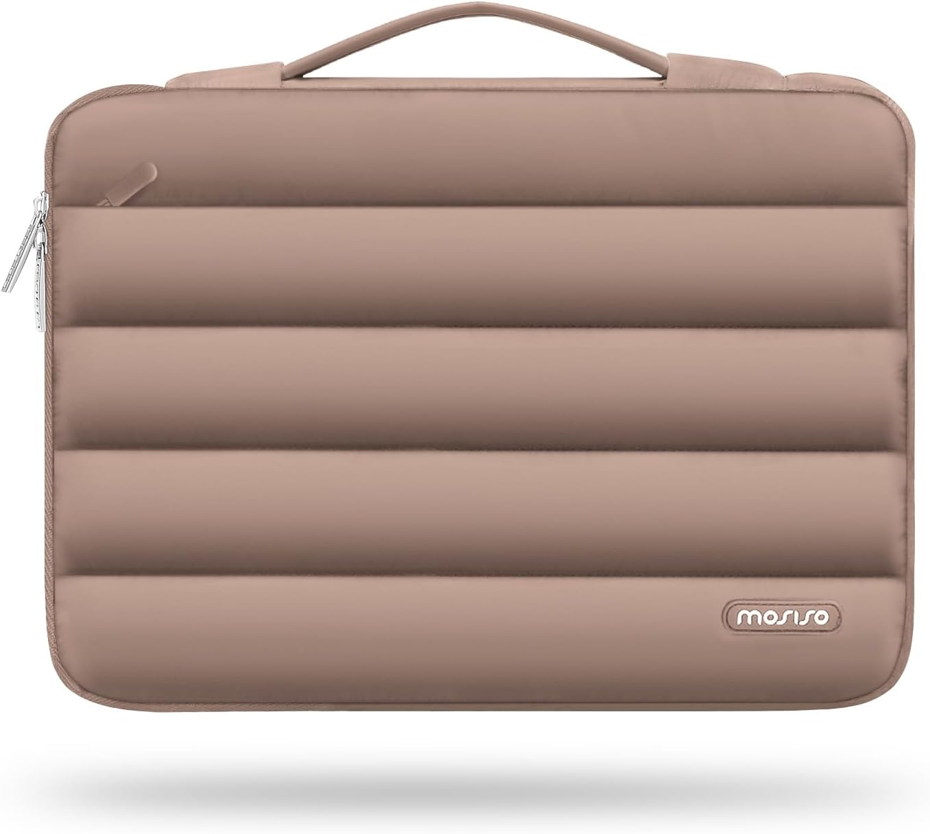 MOSISO 360 Protective 15-15.6 Inch Laptop Case, 16 Inch Puffy Laptop Sleeve Compatible with Macbook Pro 16, HP, Dell, ASUS, Acer, Lenovo Notebook Computer,Polyester Horizontal Side Open Bag, Brown