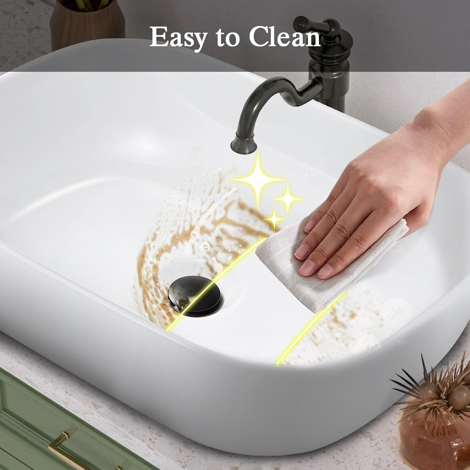 Luxsuite Bathroom Basin Ceramic Sink Vessel Hand Wash Basin Oval Vanity Washing Bowl above Counter Toilet Bath Countertop Basin White image number 4