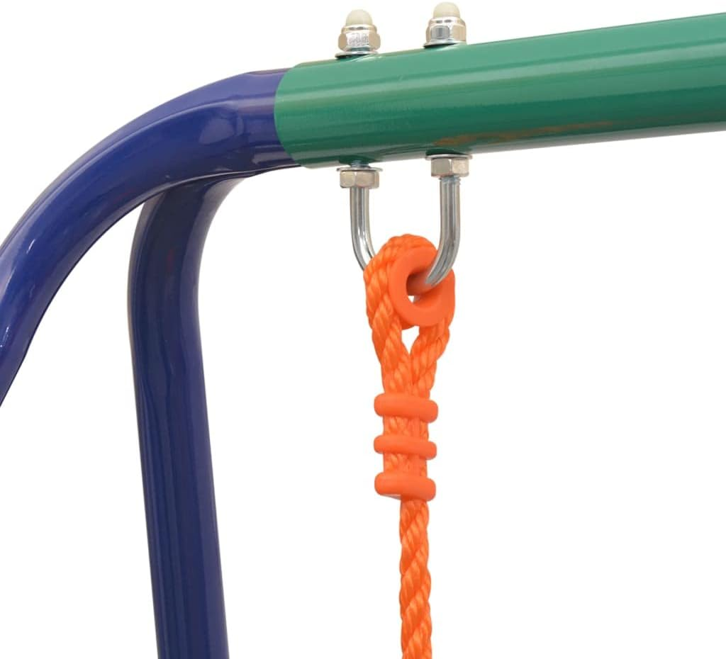 Vidaxl Outdoor Single Swing Set - Sturdy Steel Frame and Plastic Seat - Blue, Green, and Orange - Recommended for Kids 3-10 Years image number 3