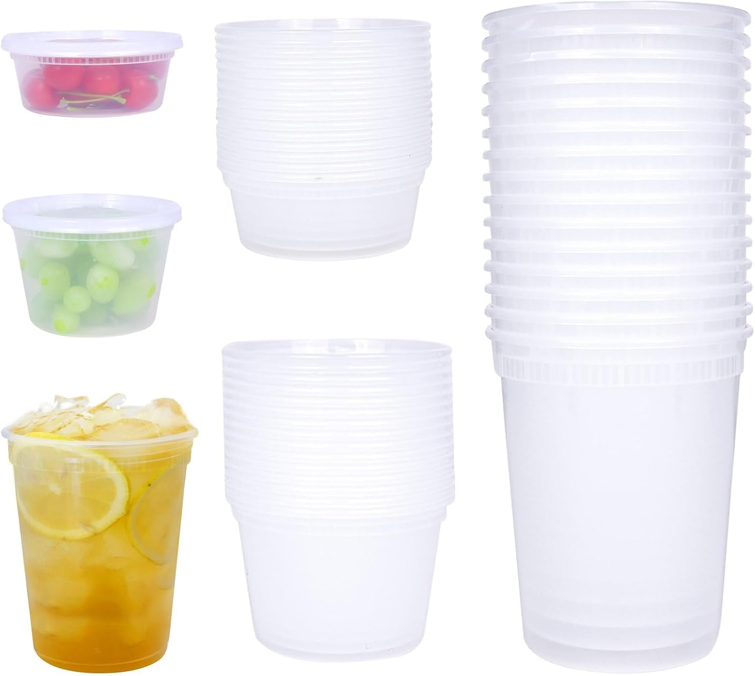 60 Set Deli Containers with Airtight Lids (8Oz, 16Oz, 32Oz), Leakproof, Stackable, Microwave,Dishwasher,Freezer Safe - Good for Meal Prep, Portion Control, and Food Storage,Takeaway Container image number 1