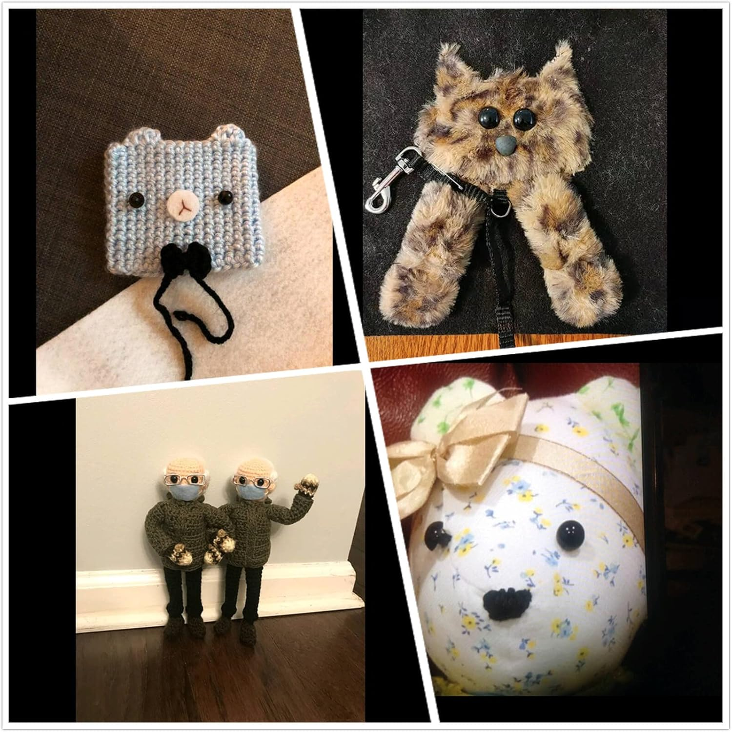 Dophee 100Pcs DIY Black Plastic Safety Eyes, 15Mm Sewing Crafting Eyes Buttons, Type Mushroom Domed round Buttons for Bear Doll Crochet Puppet Plush Stuffed Animals Making image number 4