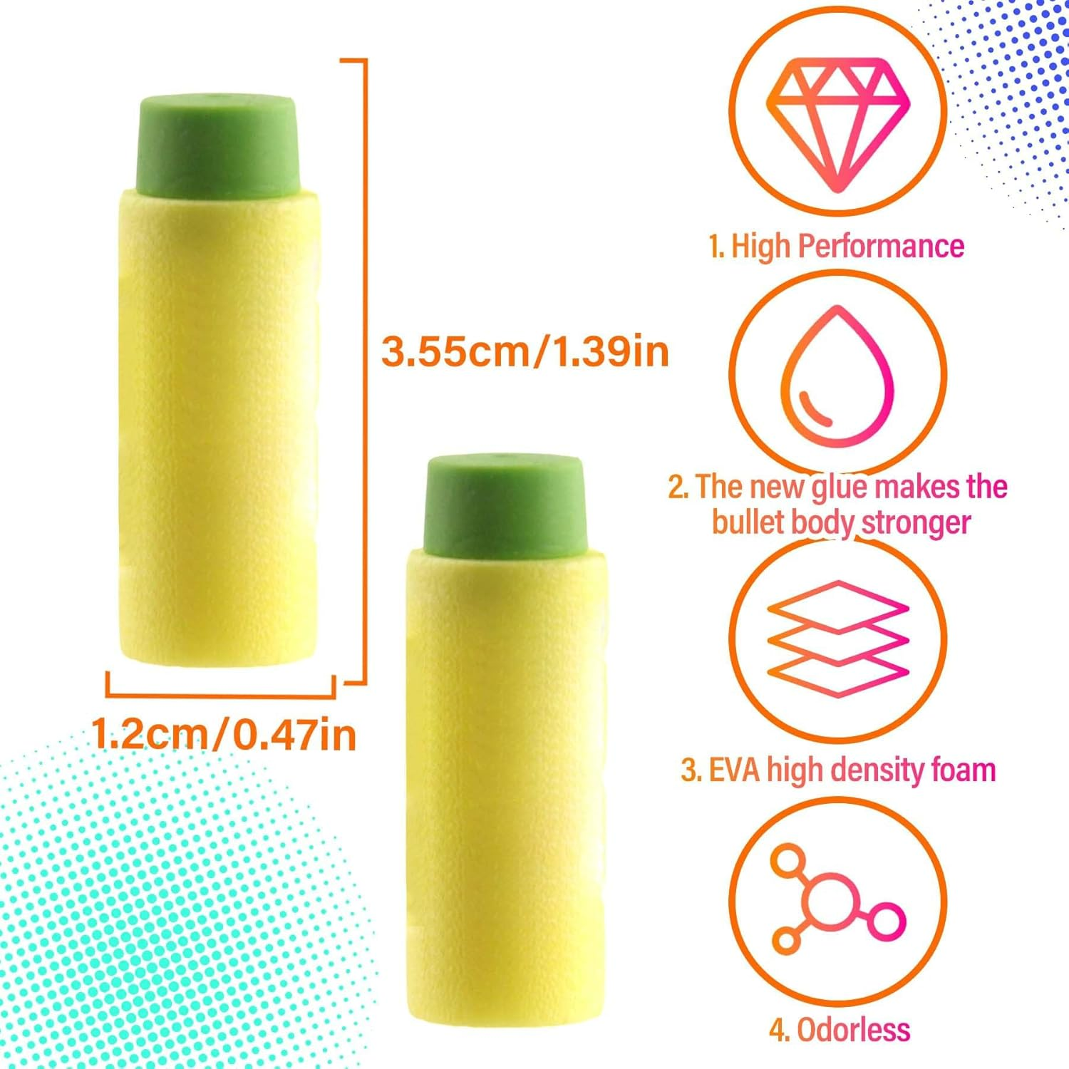 EKIND Foam Soft Darts, 50 Rounds of Highly Accurate Half-Length Soft Darts, Compatible for NERF Pro Stryfe X and Dart Zone Pro Short (Yellow) - 100,Yellow image number 7