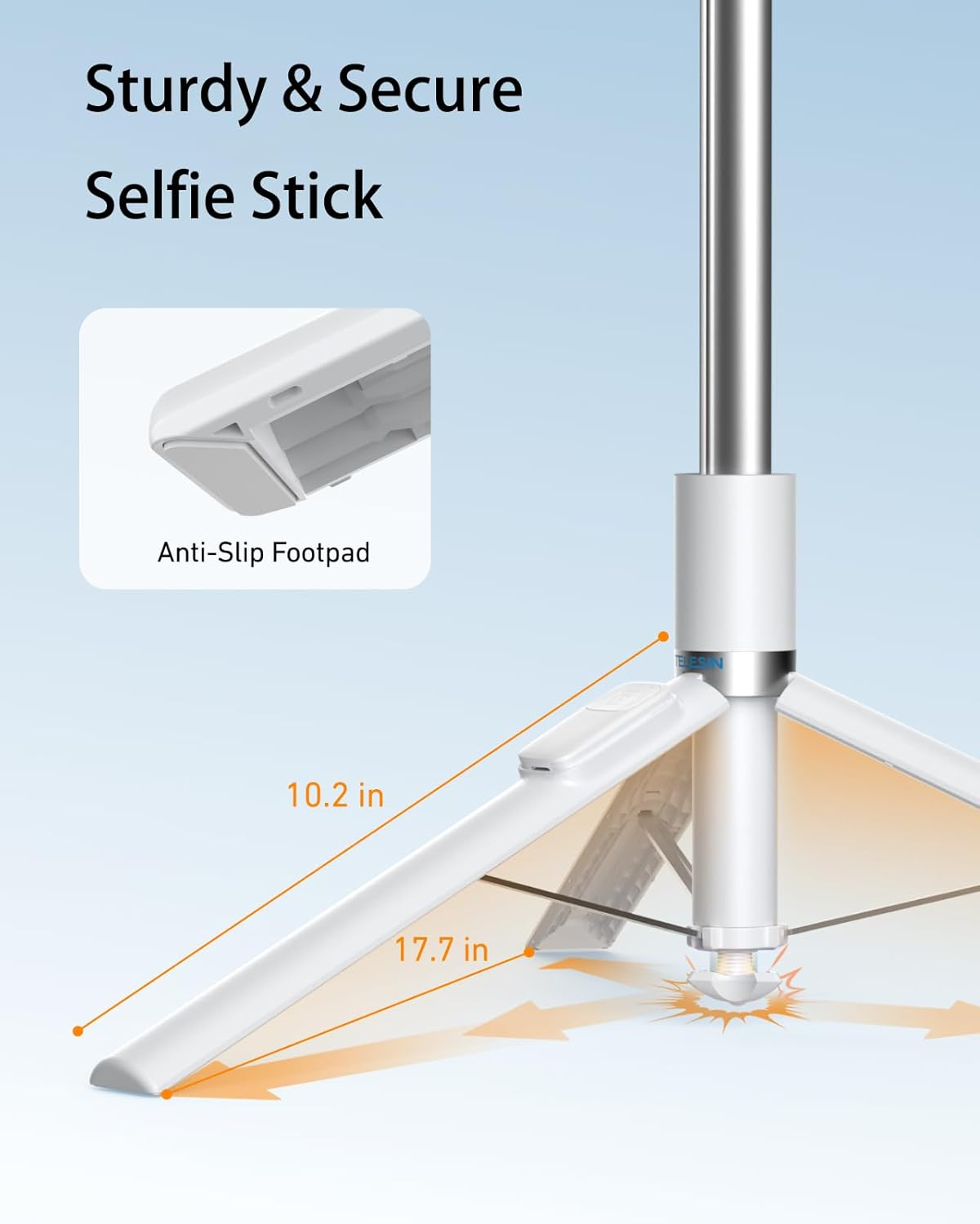 TELESIN 70" Phone Tripod Stand, Gravity-Activated Auto-Open Selfie Stick, Extendable Cell Phone Stand with Magnetic Bluetooth Remote, 360&deg; Adjustable Travel Phone Tripod for Iphone/Android image number 5